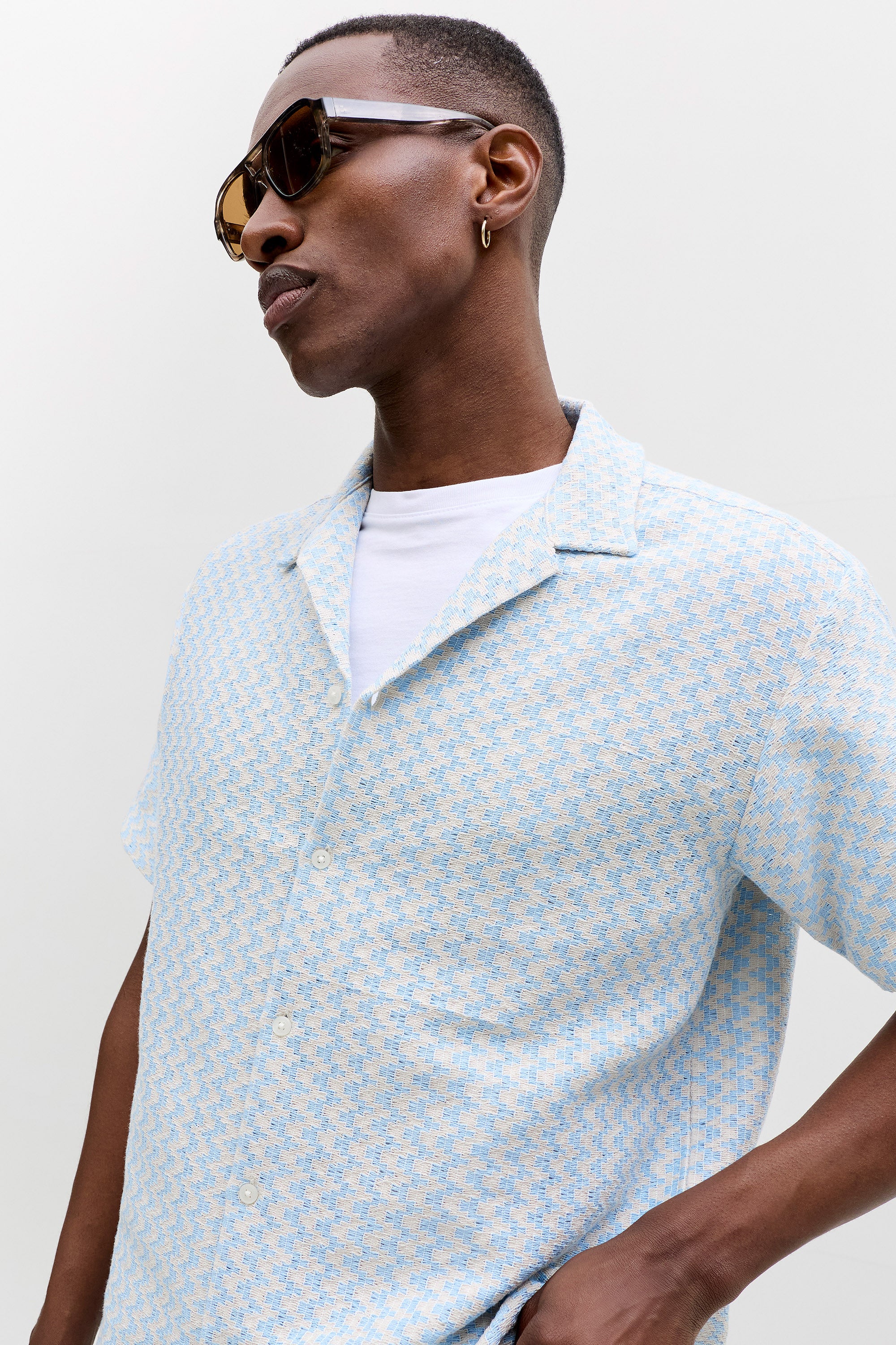 JORMONTAUK shirt in structured fabric - Cashmere Blue