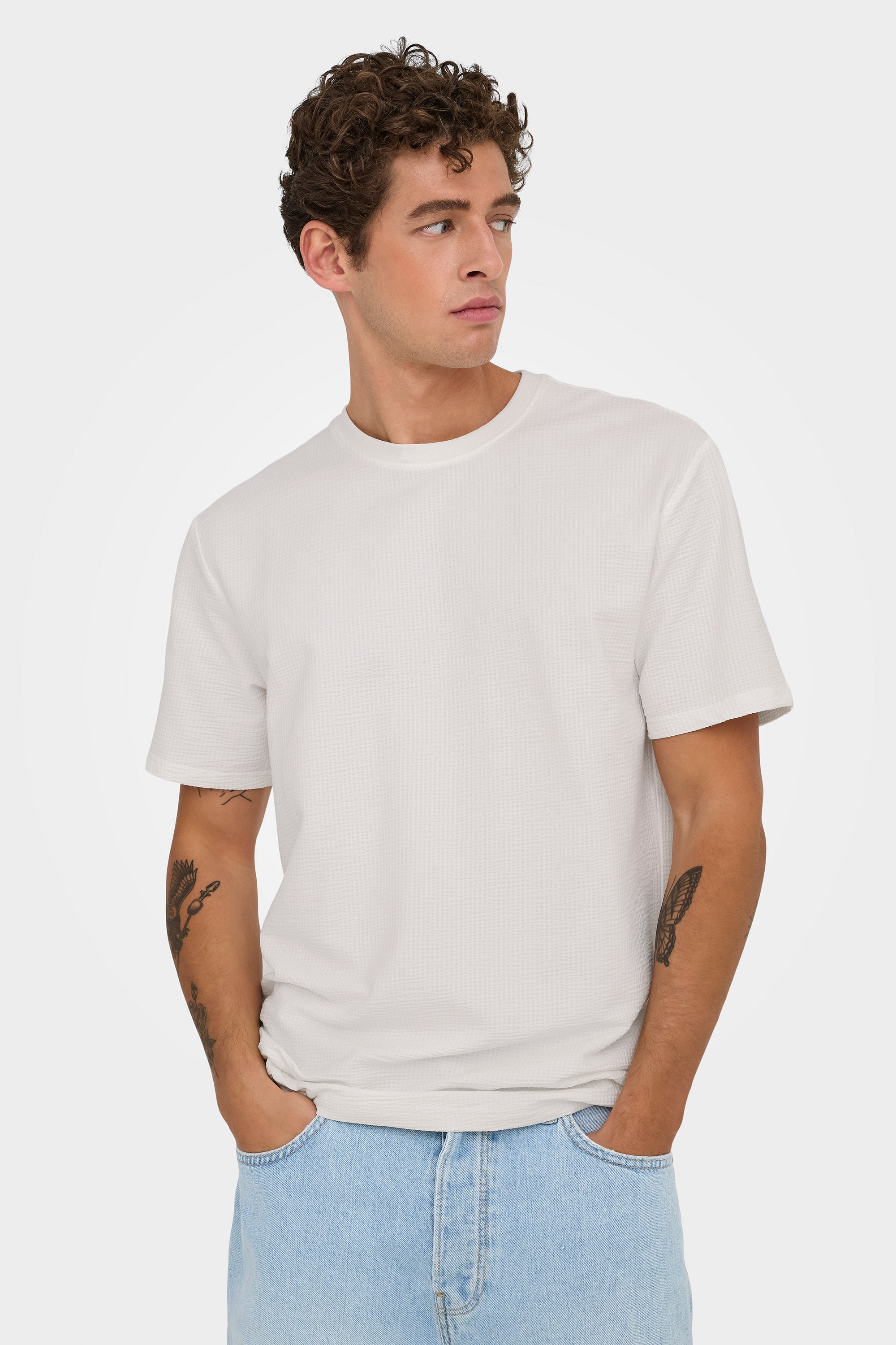 ONSKIAN T-Shirt mit Waffelstruktur - Cloud Dancer