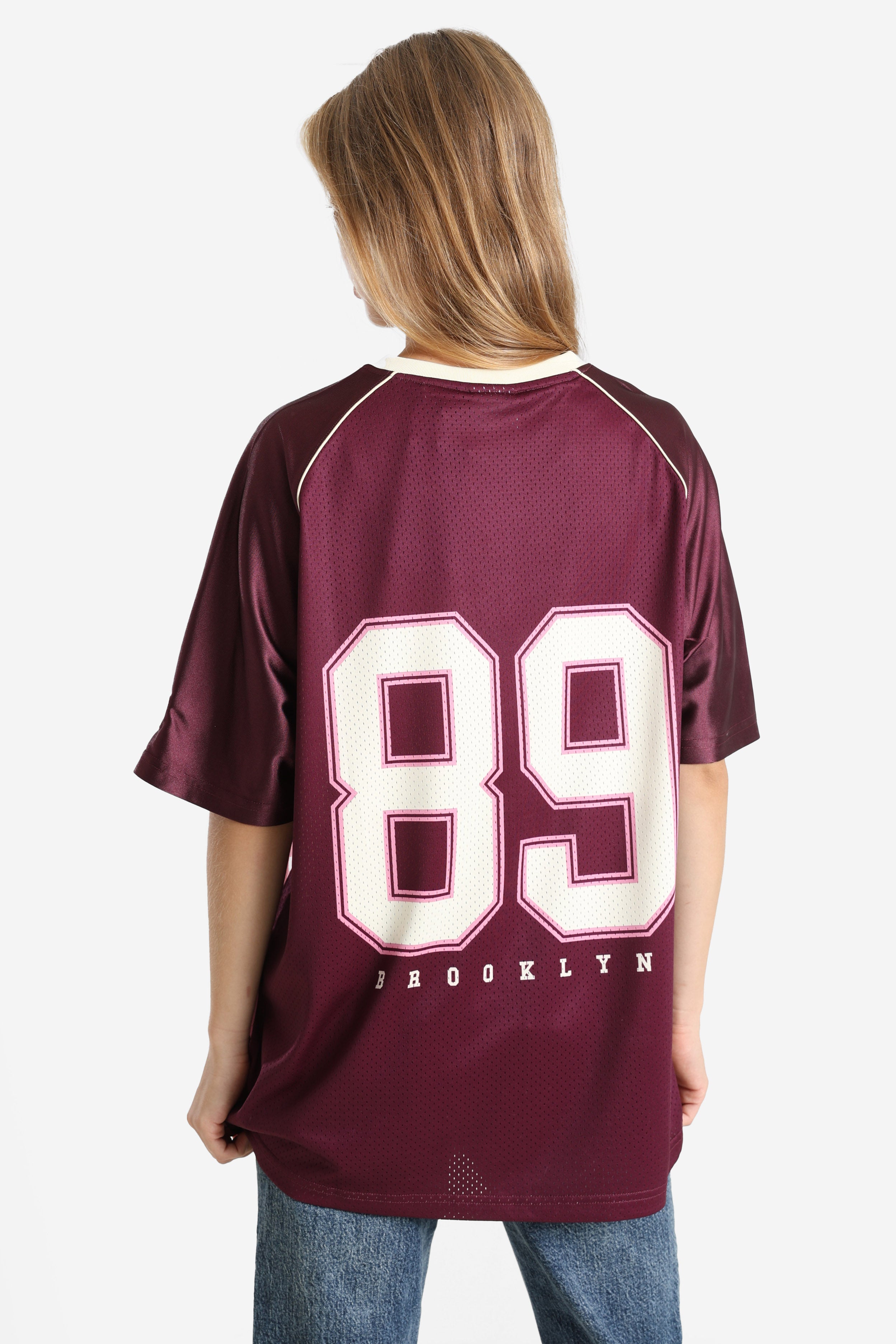 T-Shirt ample en mesh - Berry + White