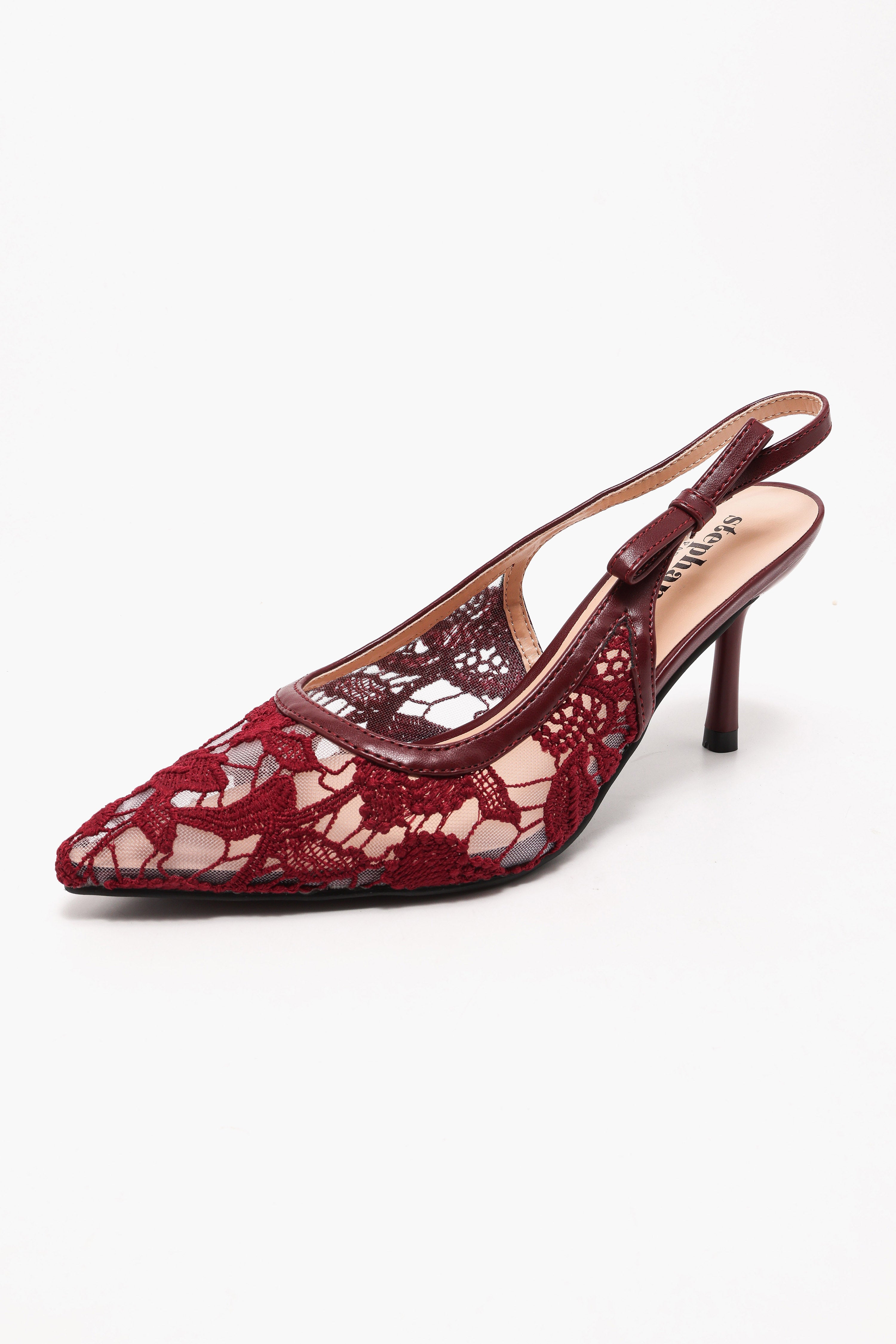 Spitzen Pumps - Burgundy