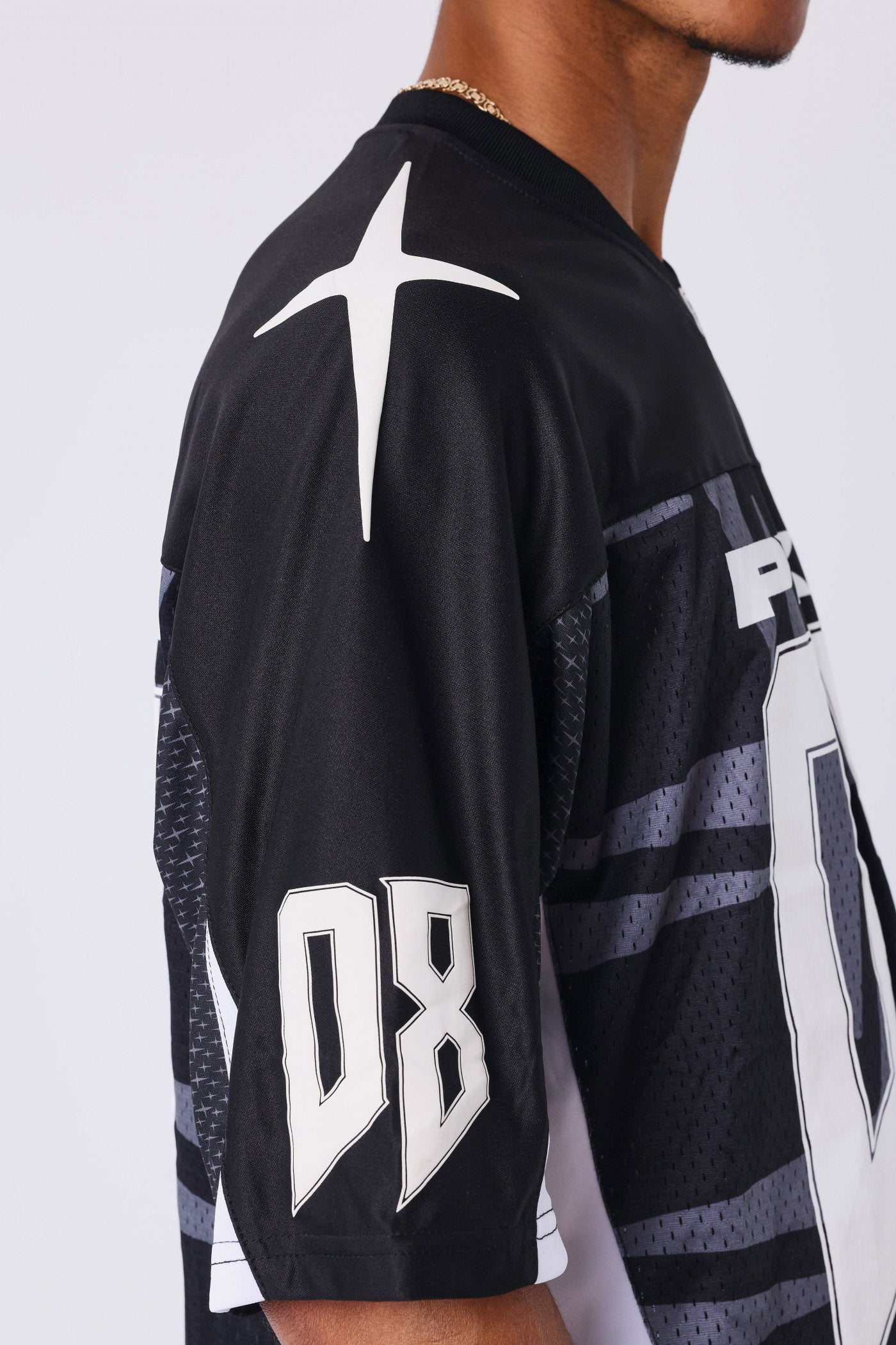 Mesh Oversize T-Shirt - Black + Grey + White