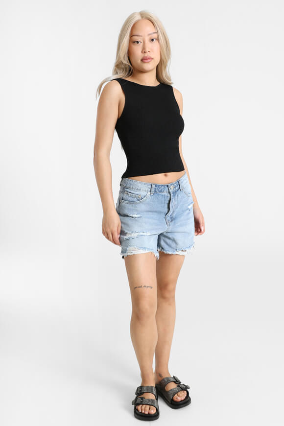 Crop top côtelé en tricot - Noir