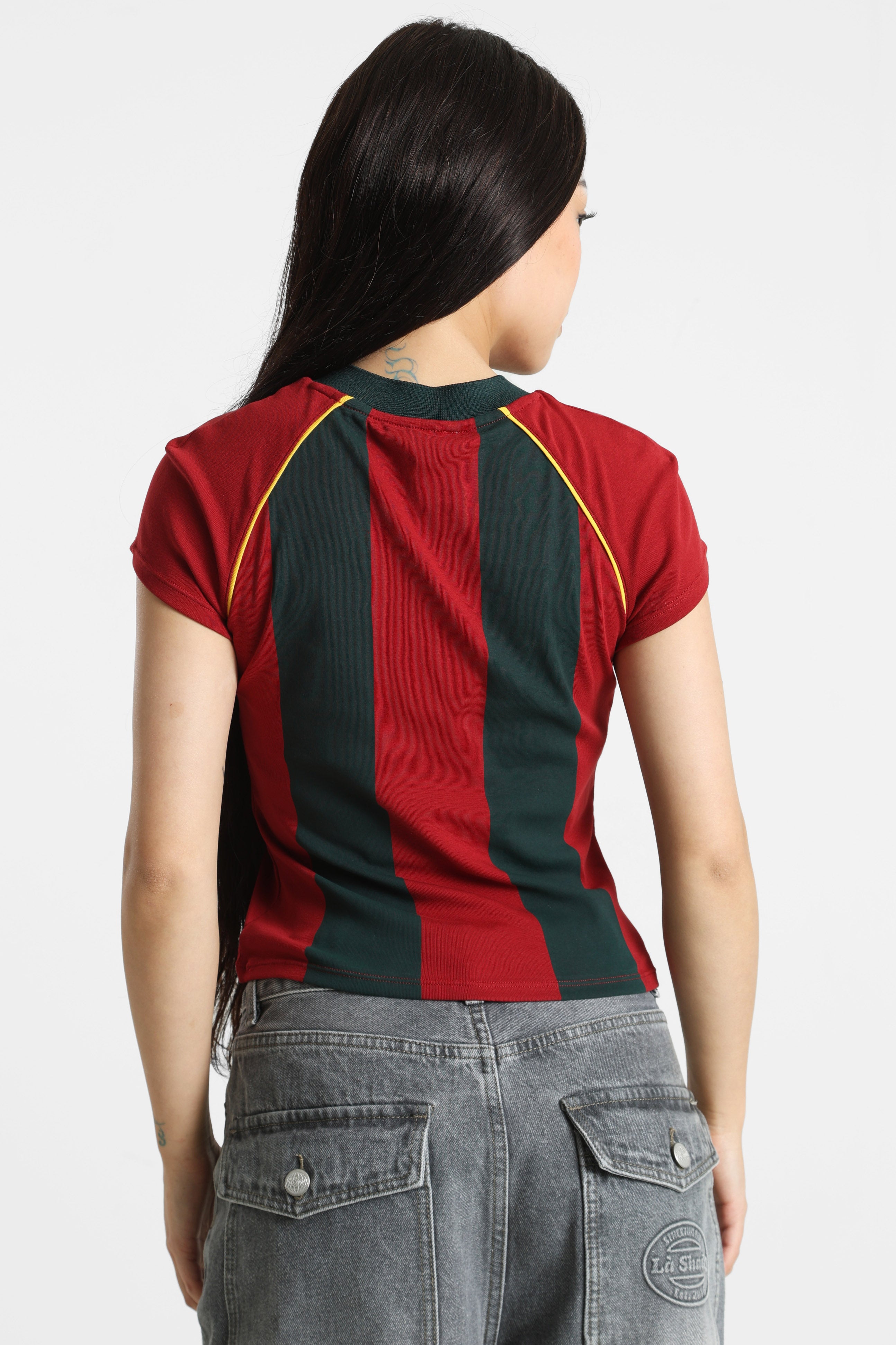 Crop T-Shirt - Rot + Grün + Gelb