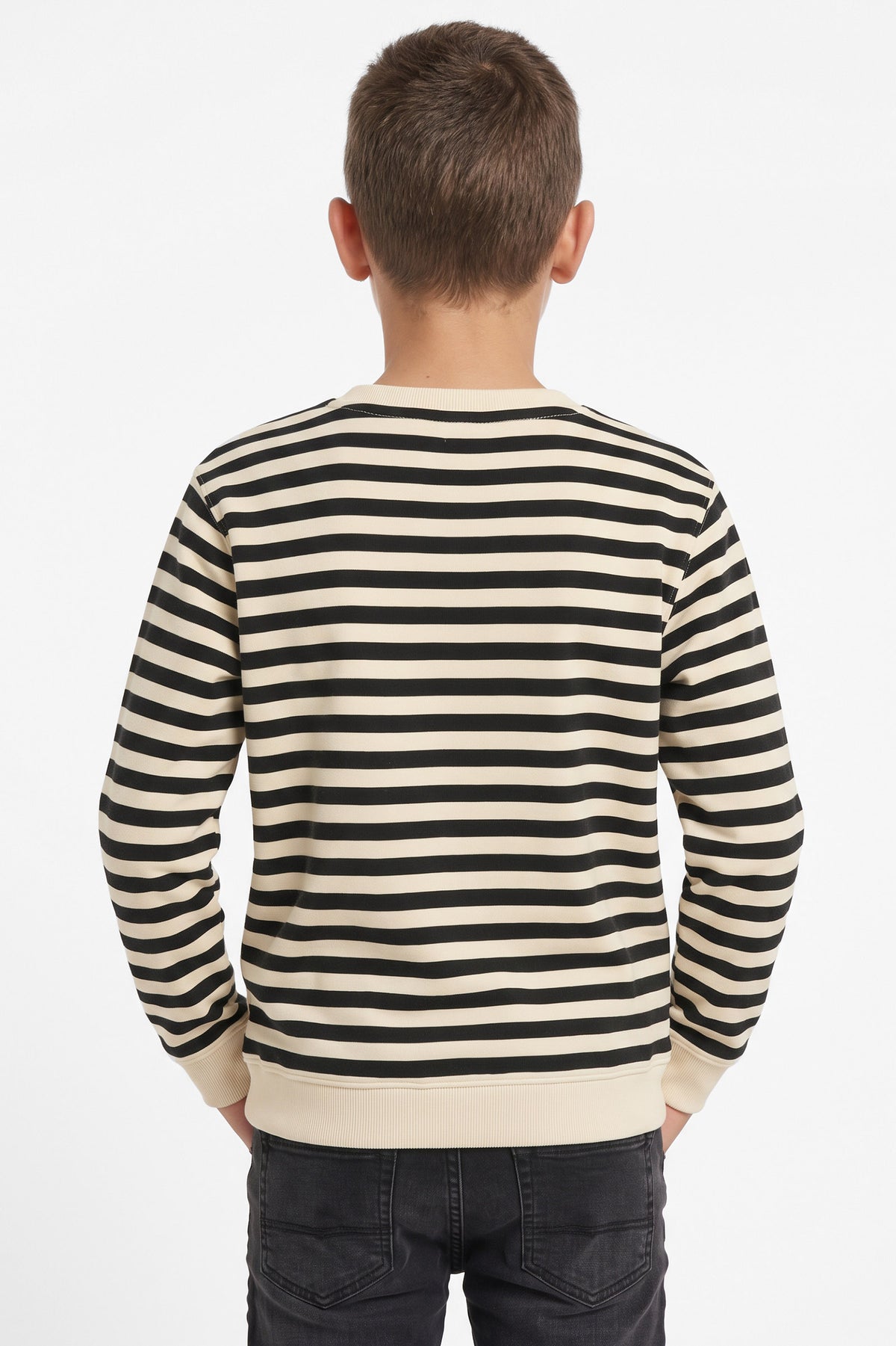 Striped Sweatshirt - Whitesand + Black