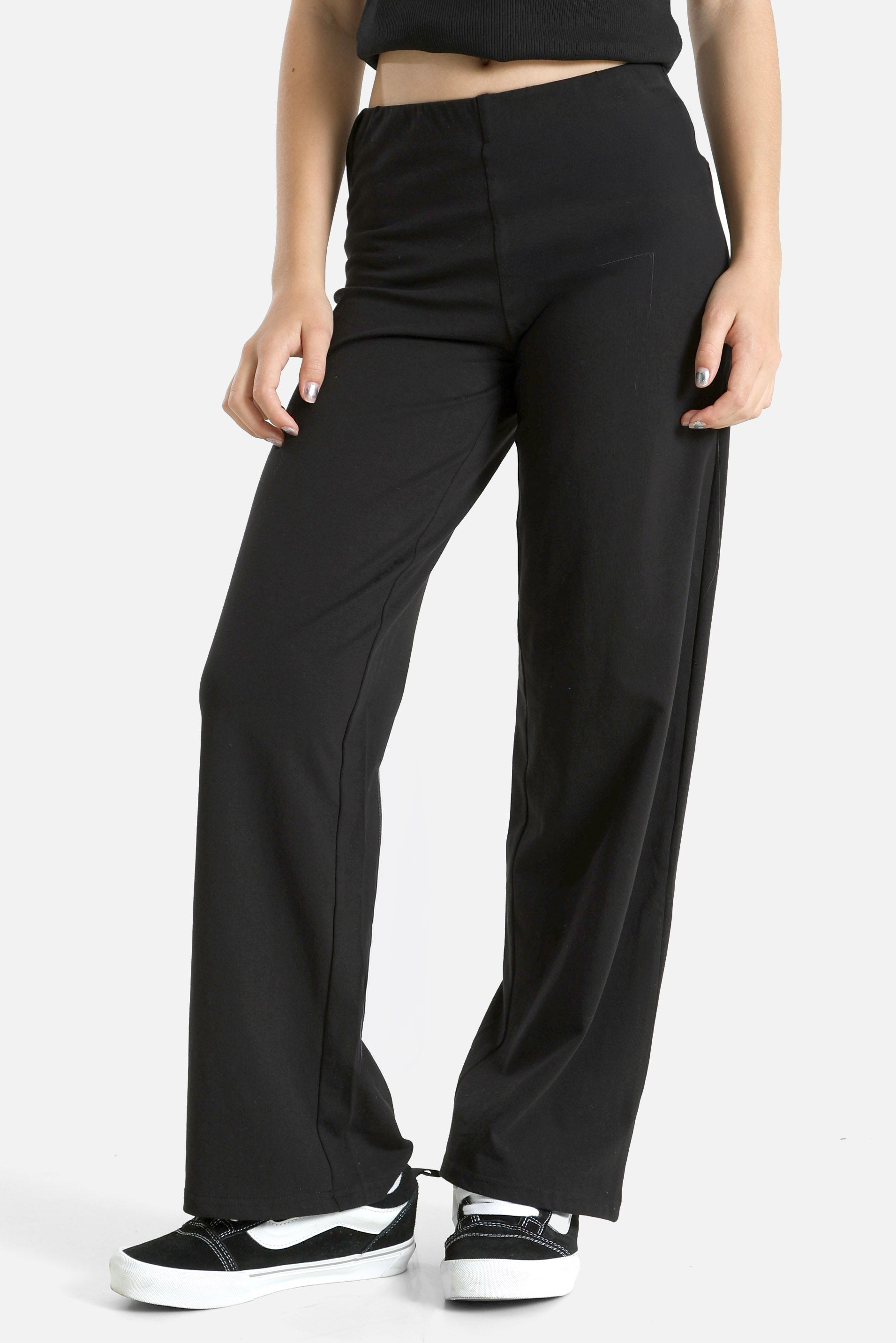 Wide Leg Hose - Schwarz