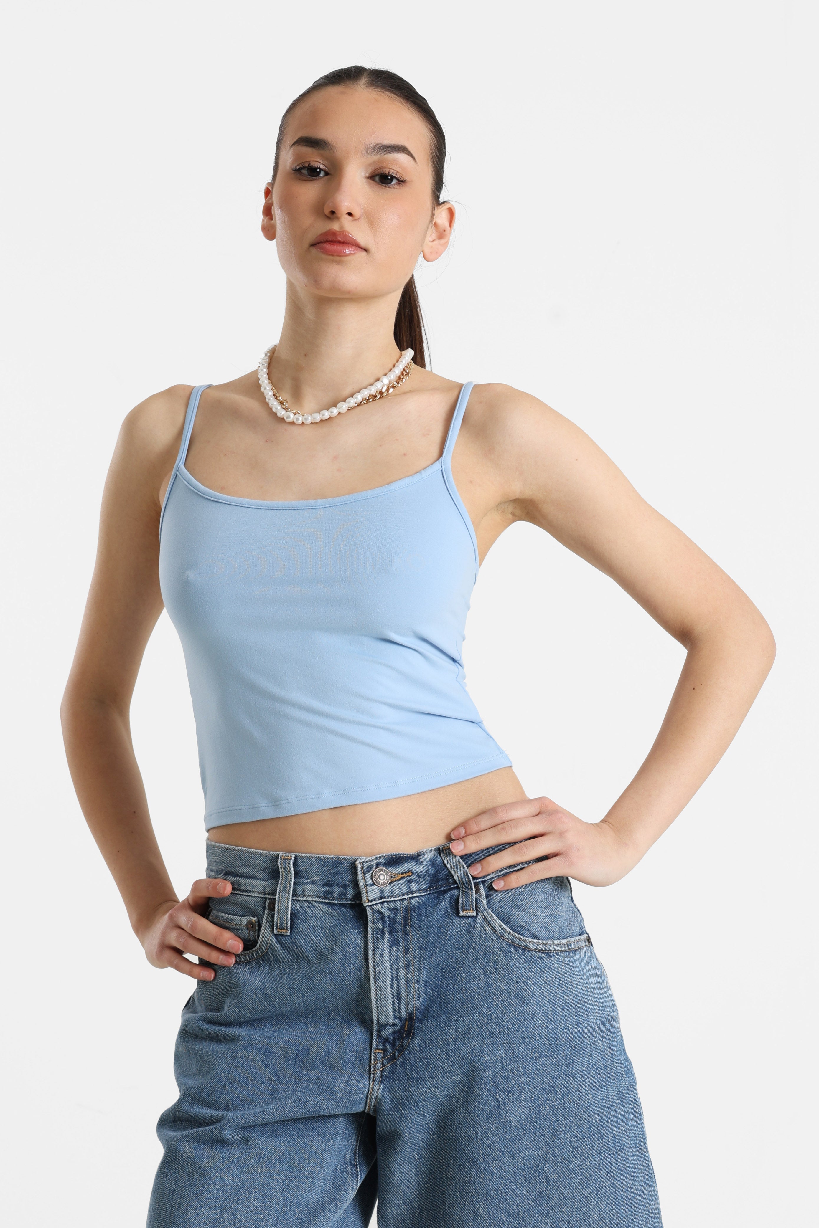 Crop Trägertop - Blau