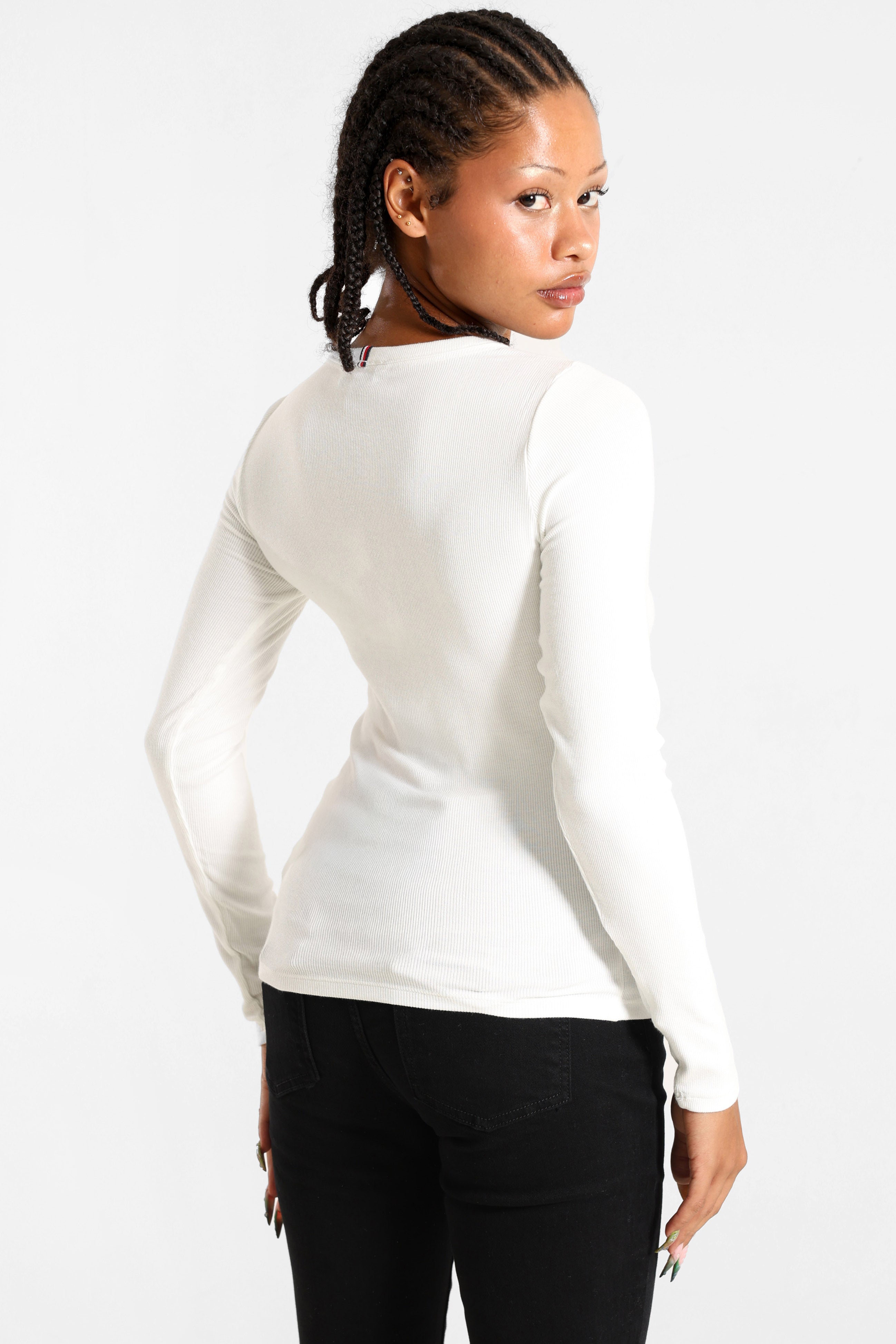 Camicia a coste maniche lunghe - Ecru