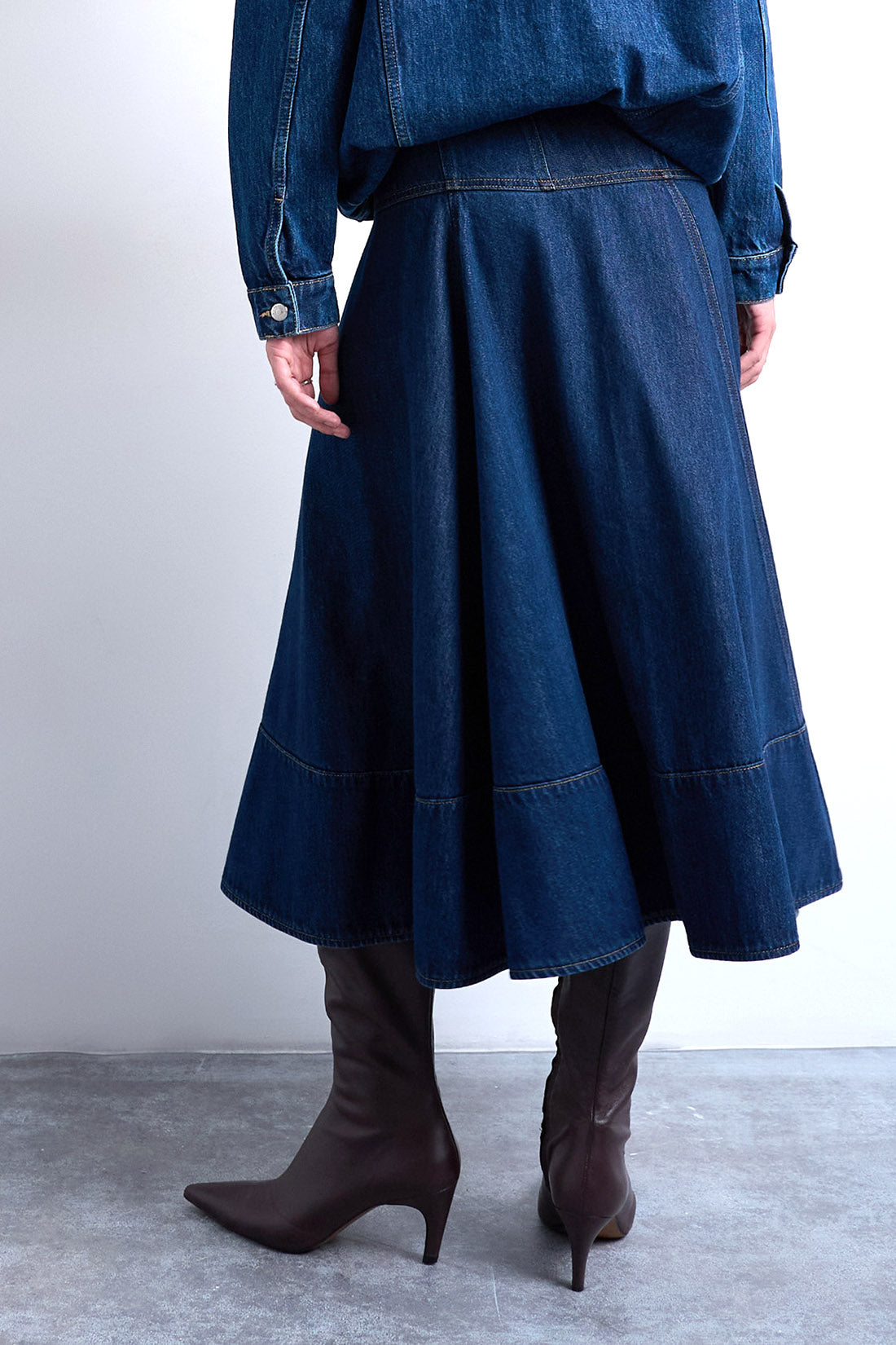 TSLEAH Maxi Jeansrock - Dark Blue Denim