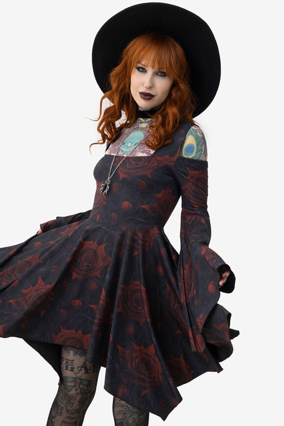 Blood Rose Minikleid - Black + Red