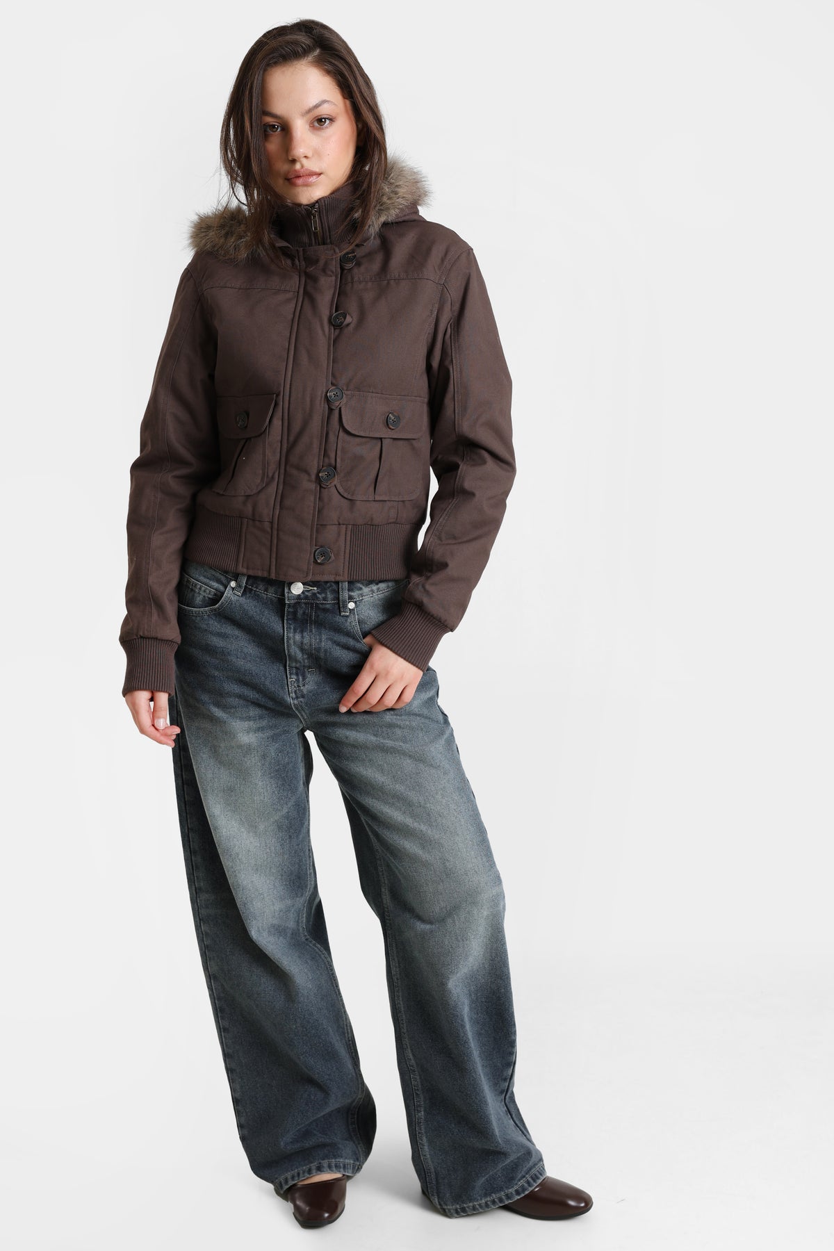 Giacca bomber foderata - Brun foncé