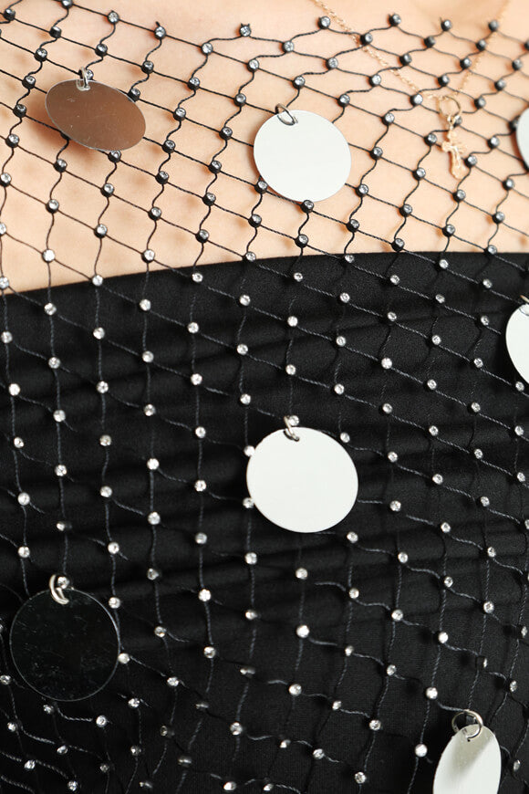 Netz Minikleid - Black + Silver