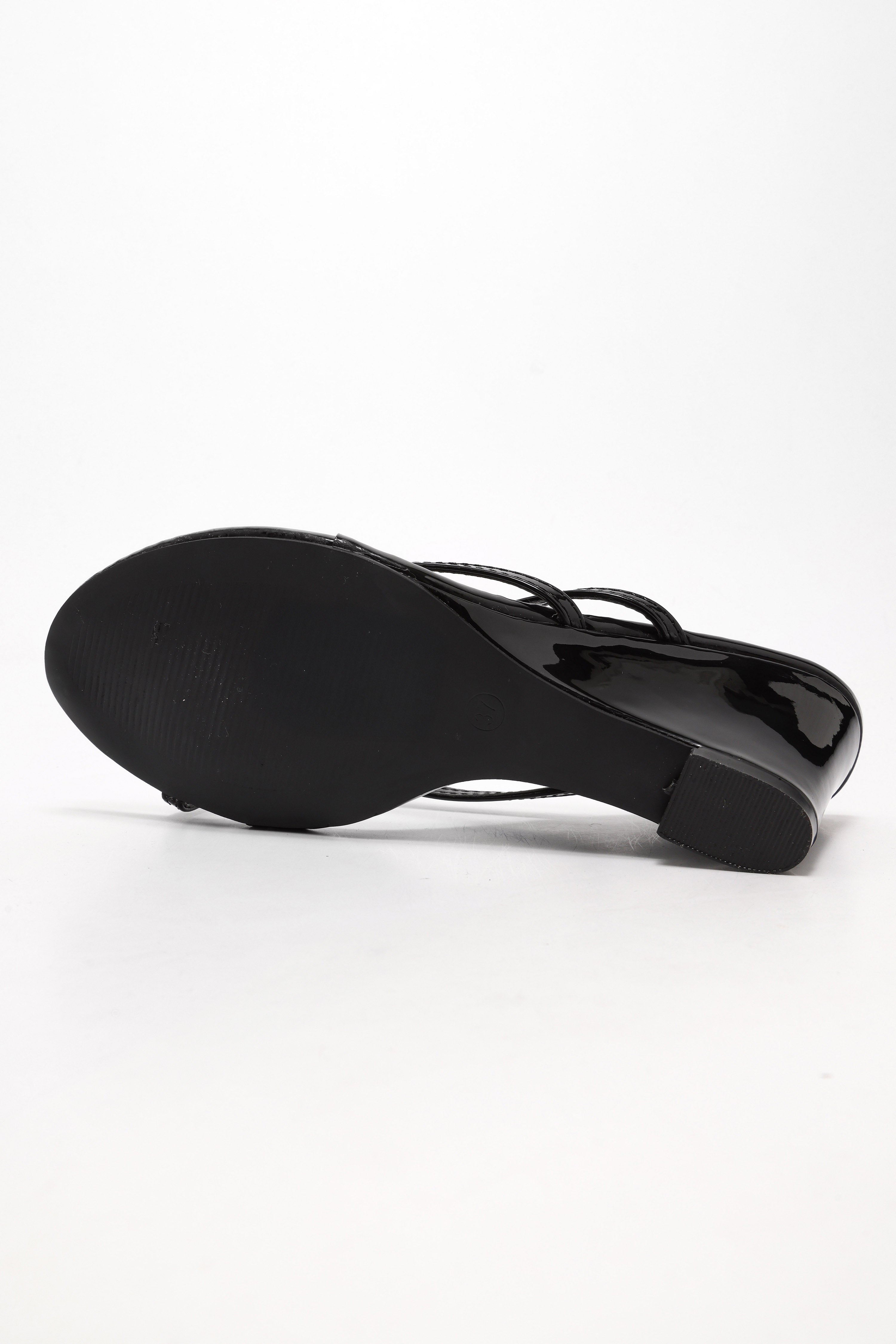 Patent leather wedge mules - Black