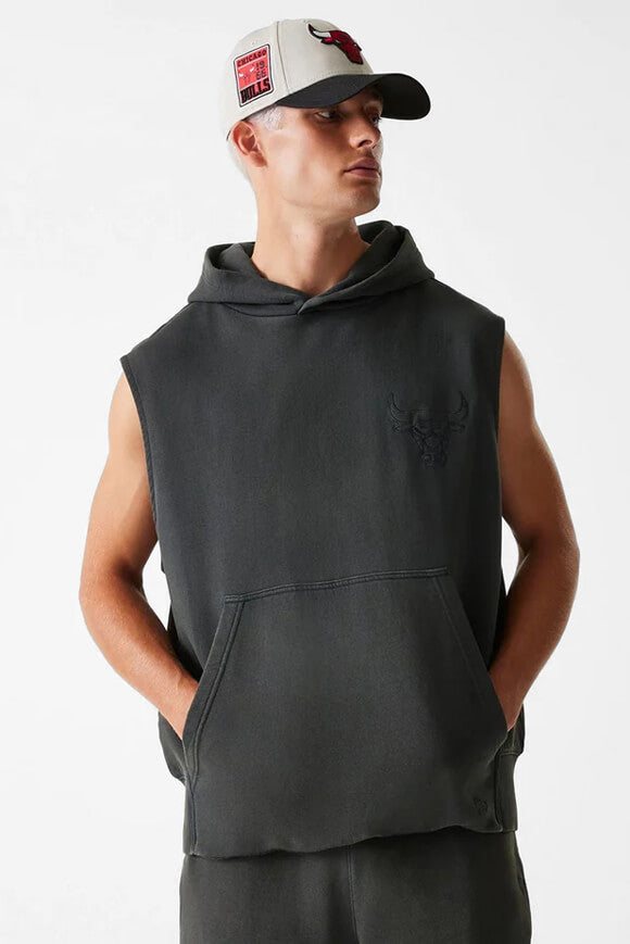 Sleeveless sweatshirt with hood - Washed Grey