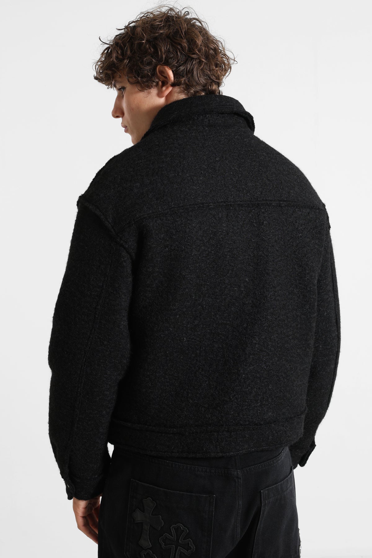 Bouclé knit jacket - Black