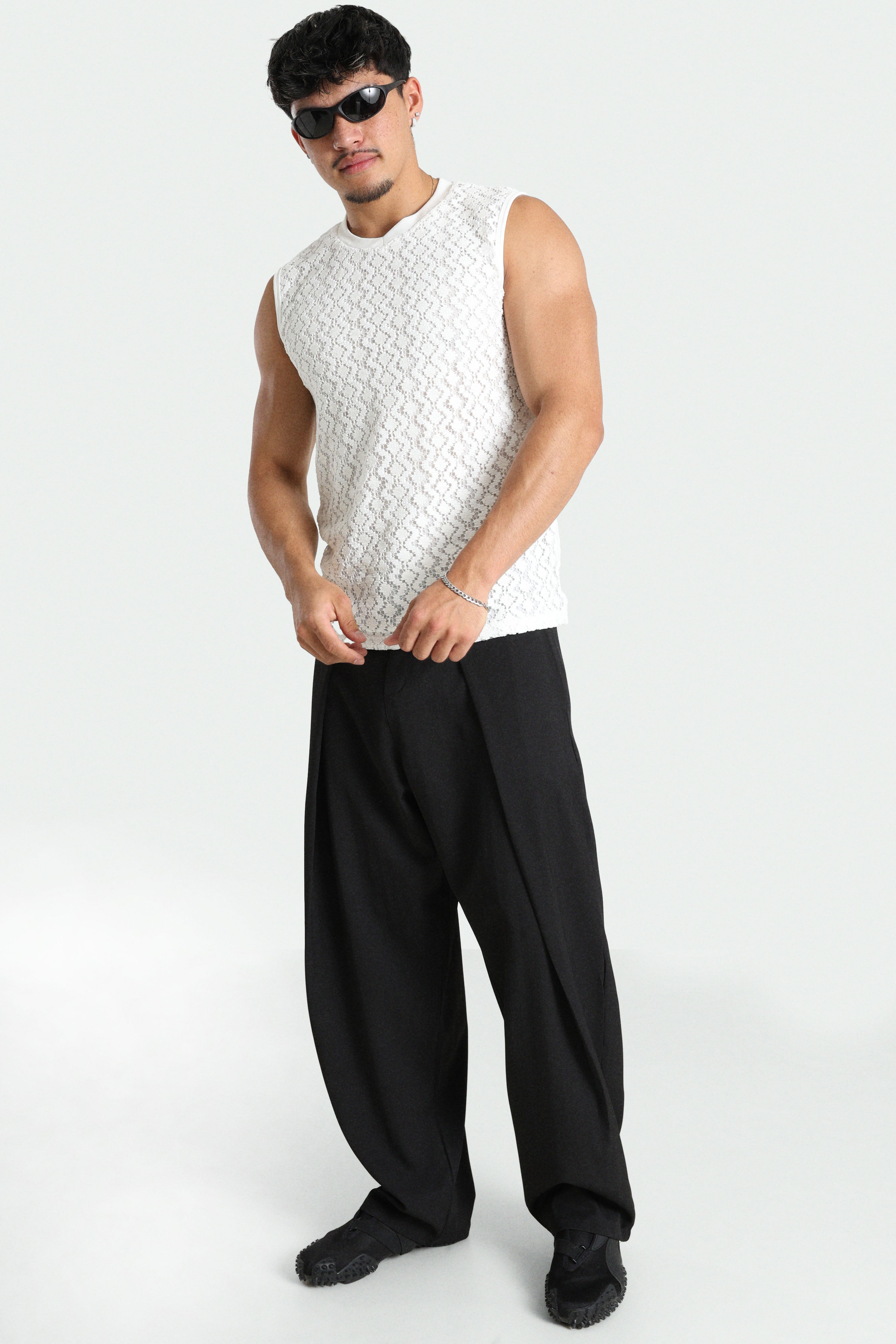 Strukturiertes Tanktop - White