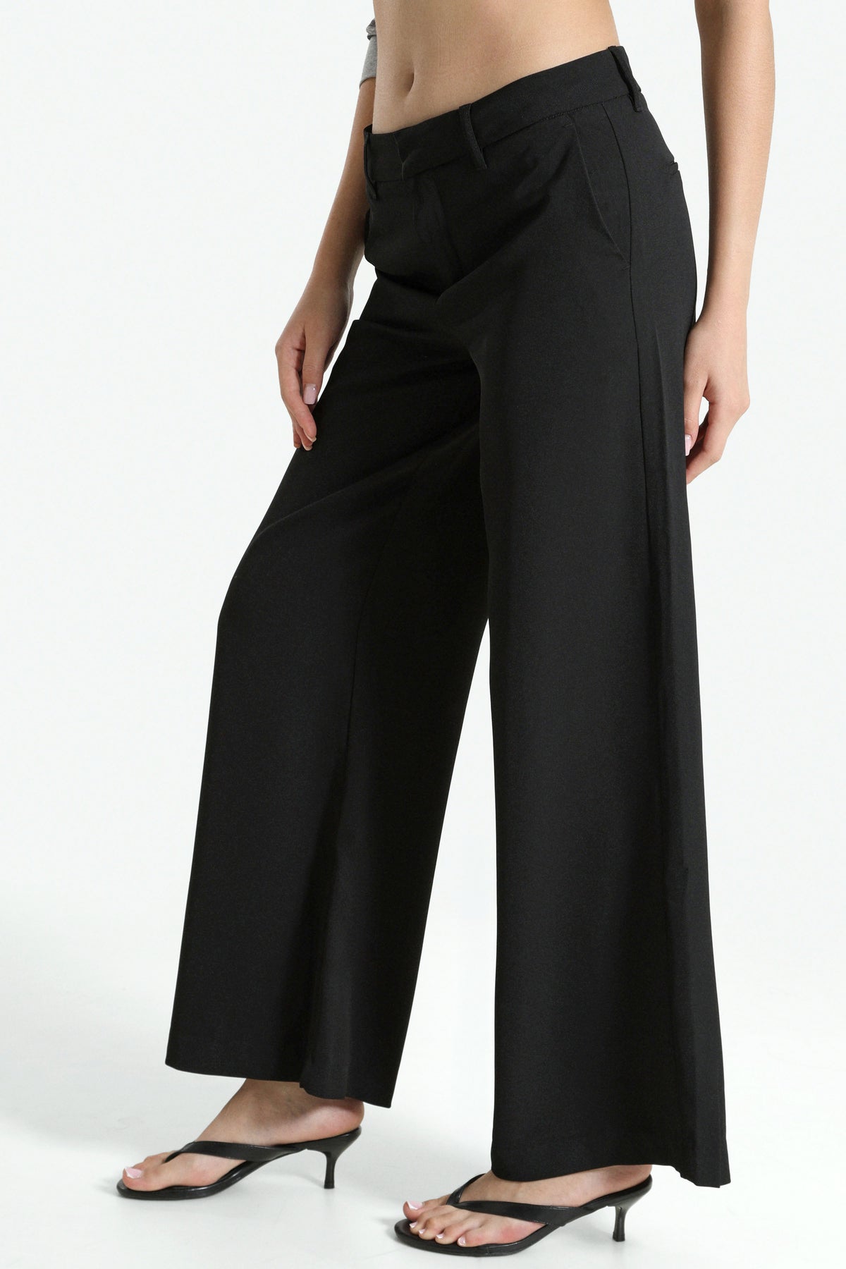 Pantalon wide leg en tissu - Noir