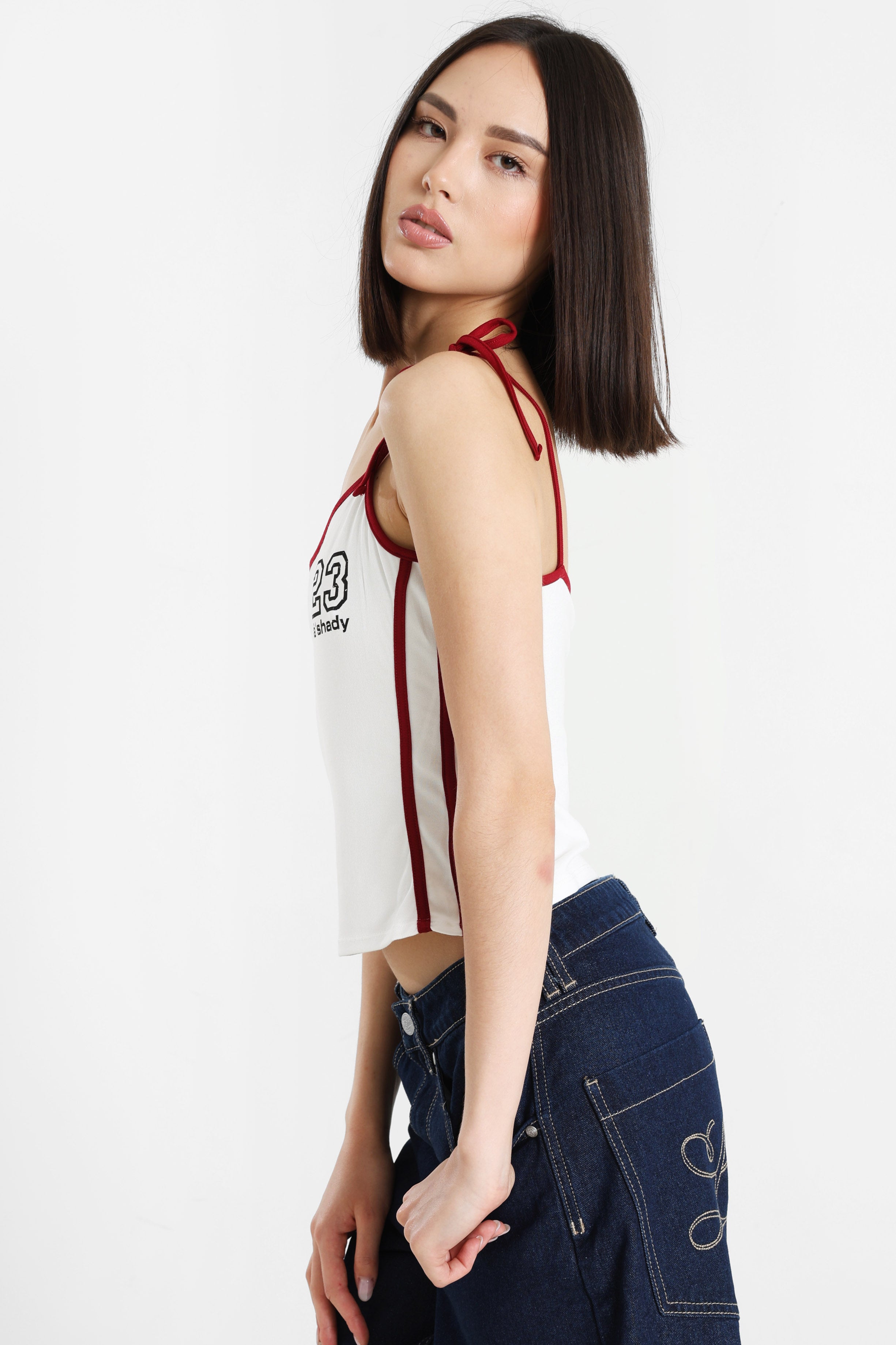 Top one shoulder - Ecru + Bordeaux