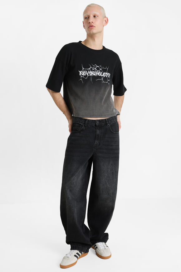 Strukturiertes T-Shirt - Schwarz + Grau