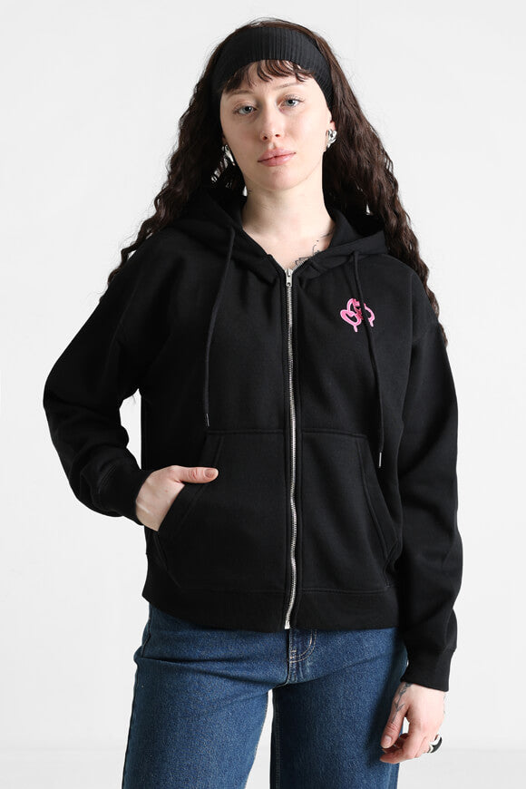 Kapuzensweatjacke - Schwarz