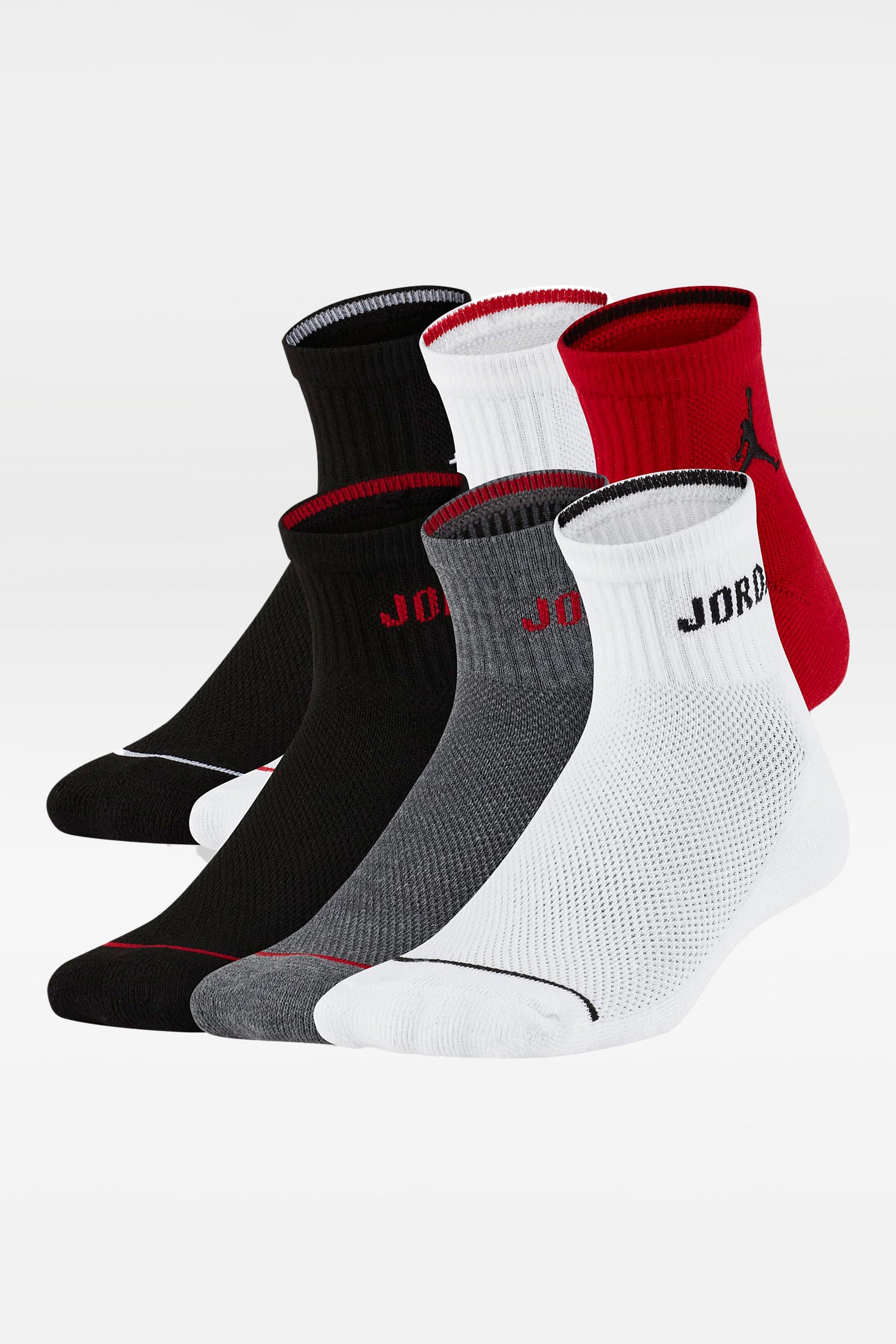 Lot de 6 paires de chaussettes - Black + White + Gym Red + Dark Grey Heather