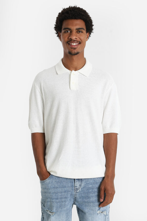 Strick Poloshirt - Bright White