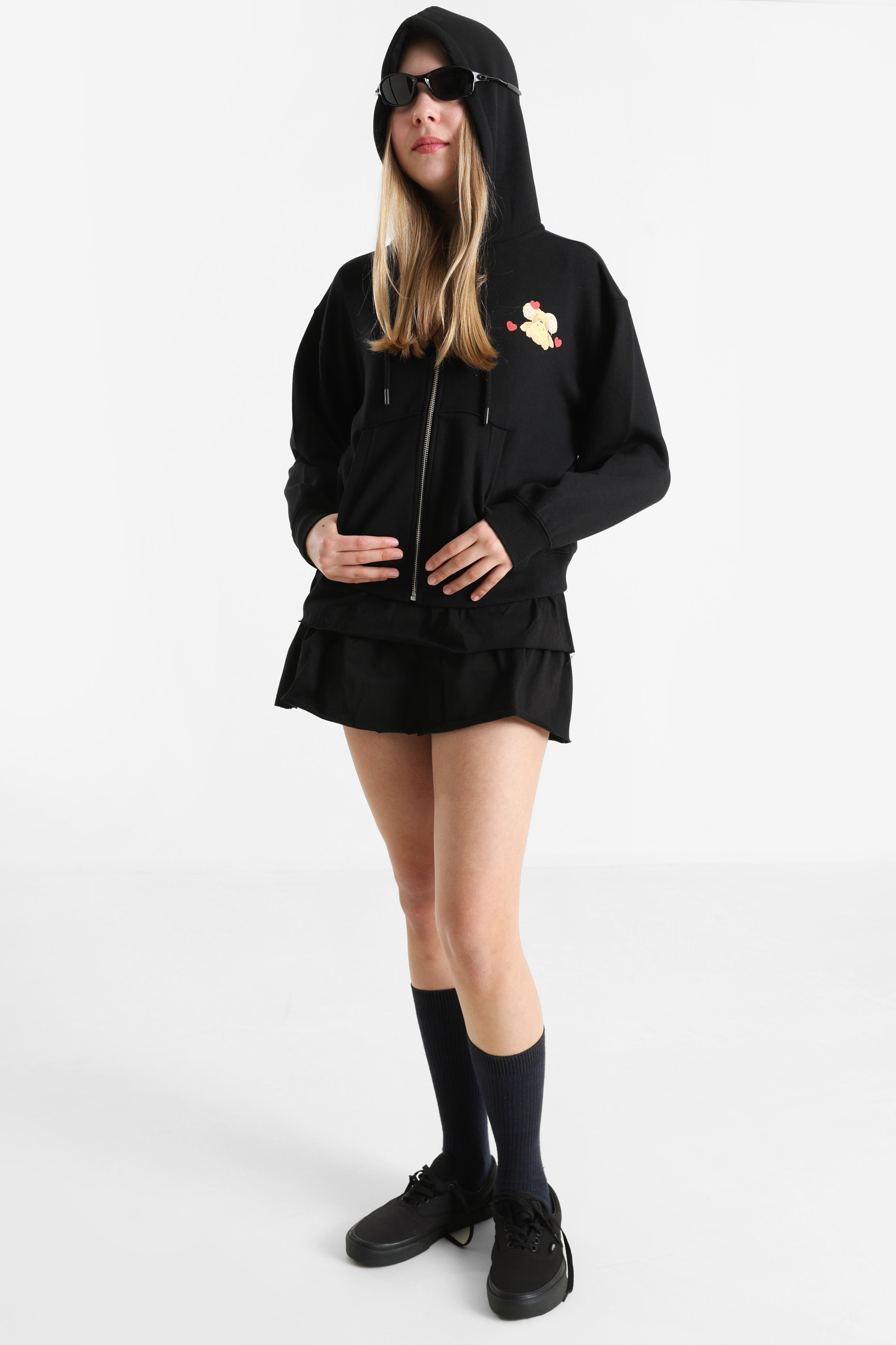 Kapuzensweatjacke - Schwarz