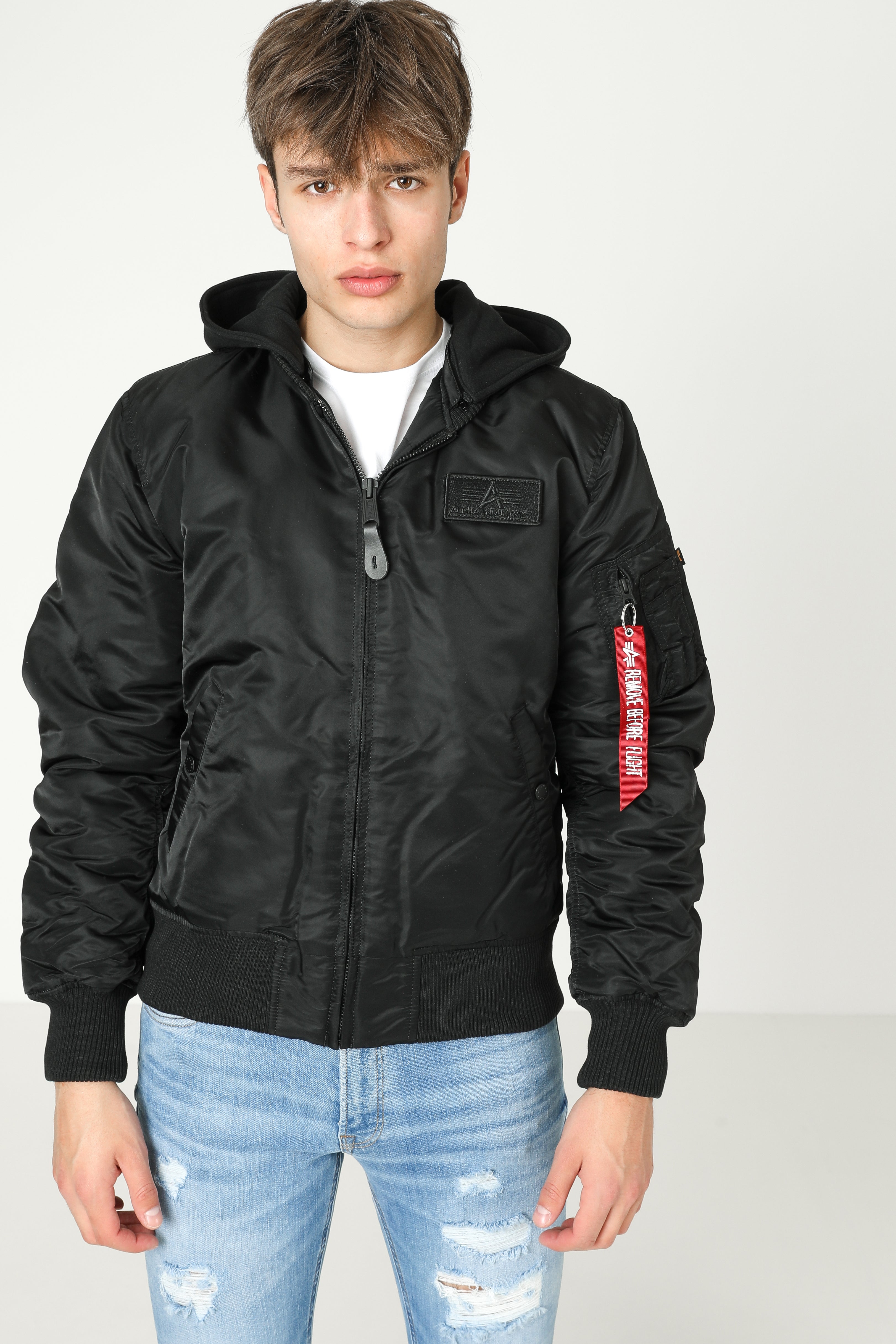 Wattierte Bomberjacke - Schwarz + Weiss