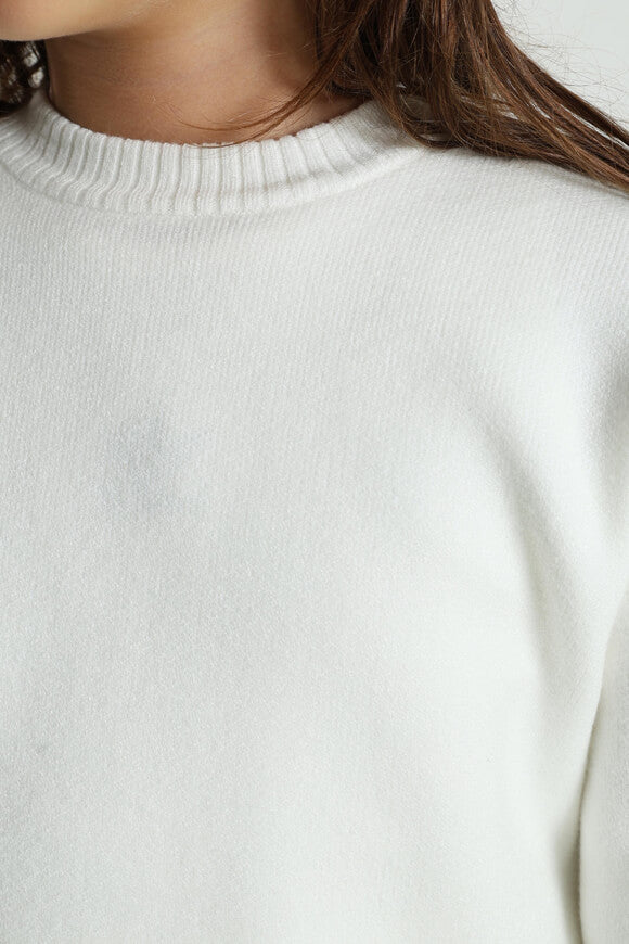 Pull en tricot Crop - Blanc cassé