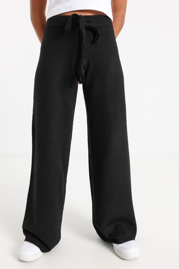 Wide leg knitted trousers - Black