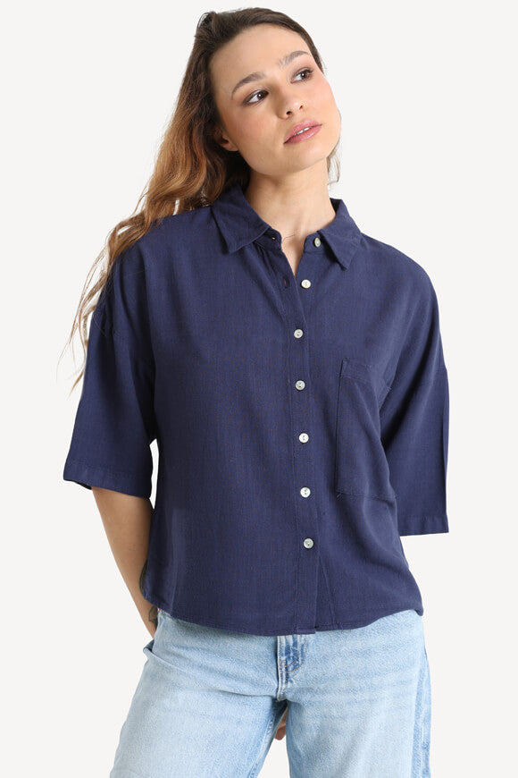 Camicia in lino - Blu navy