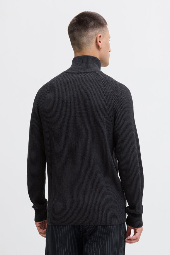 Pannel ribbed knit sweater - Black