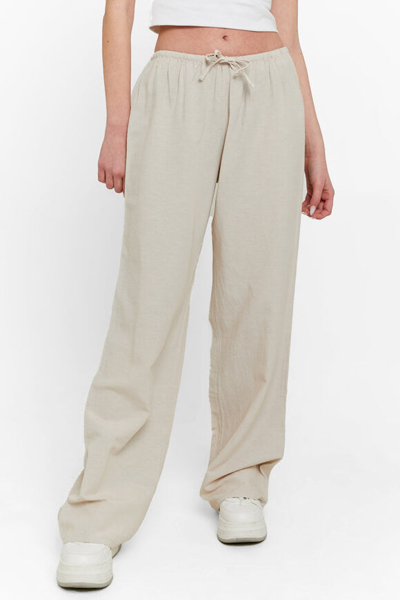 Wide Leg Leinenhose - Beige