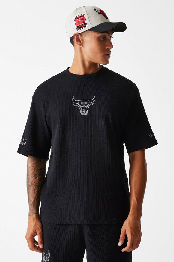 Oversized T-shirt with waffle texture - Black