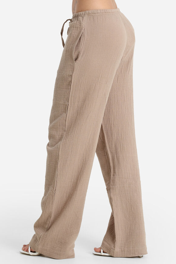 Wide leg muslin trousers - taupe
