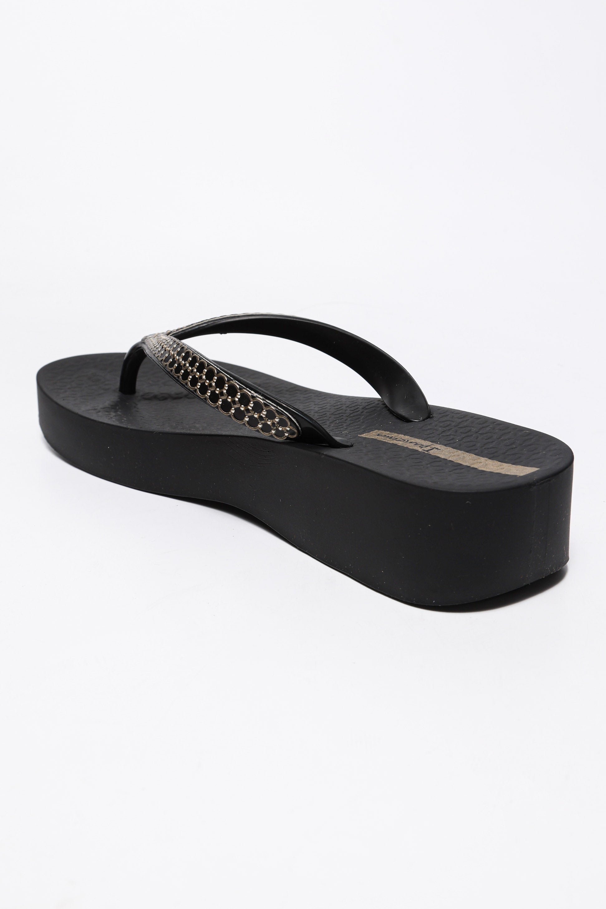 Flip Flops mit Keilabsatz - Black + Gold