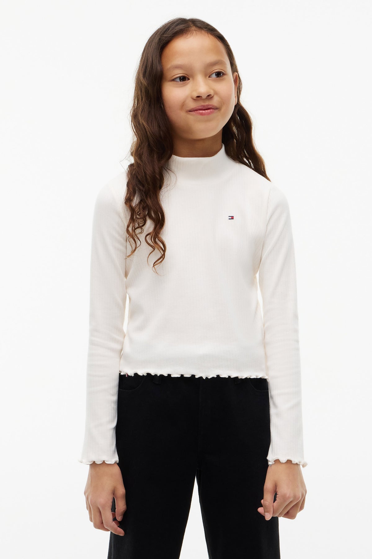 Geripptes Langarmshirt - Off White