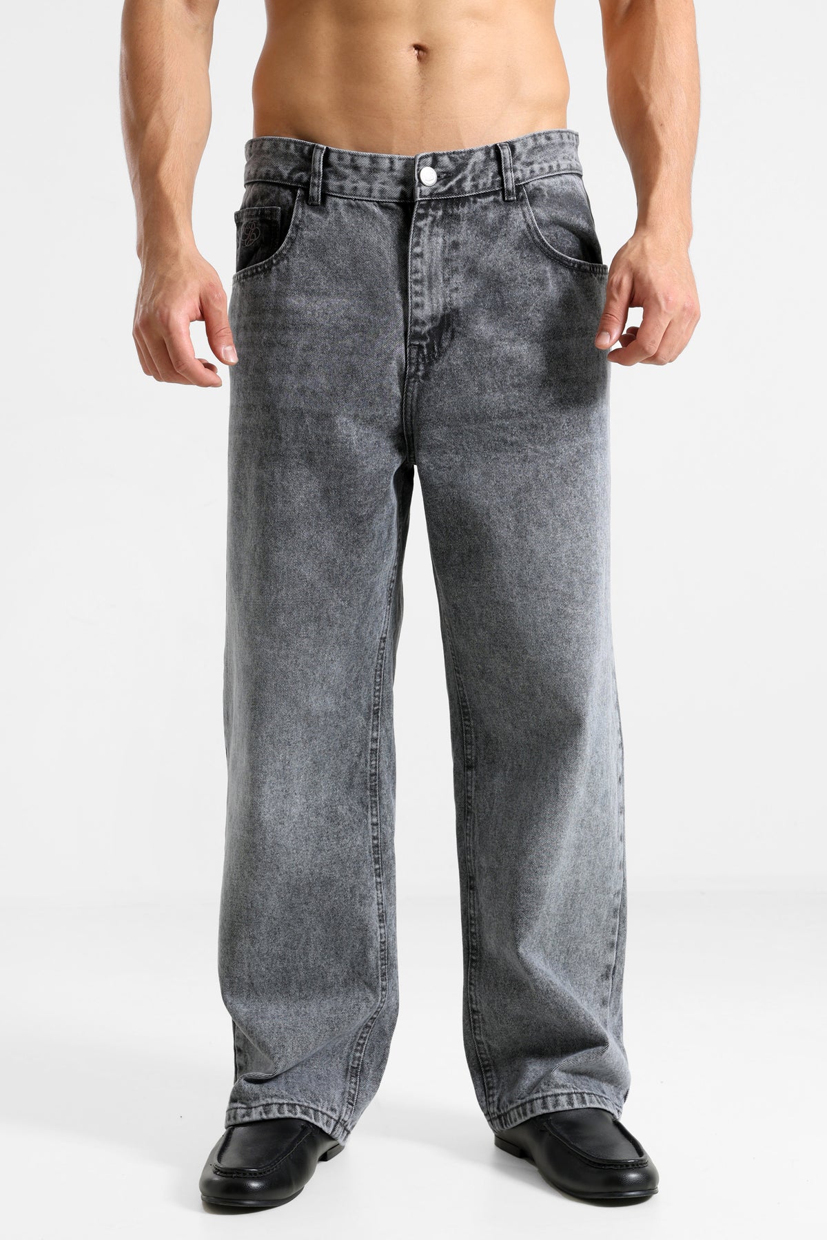 Milano Relaxed Fit Jeans - Dark Grey Washed