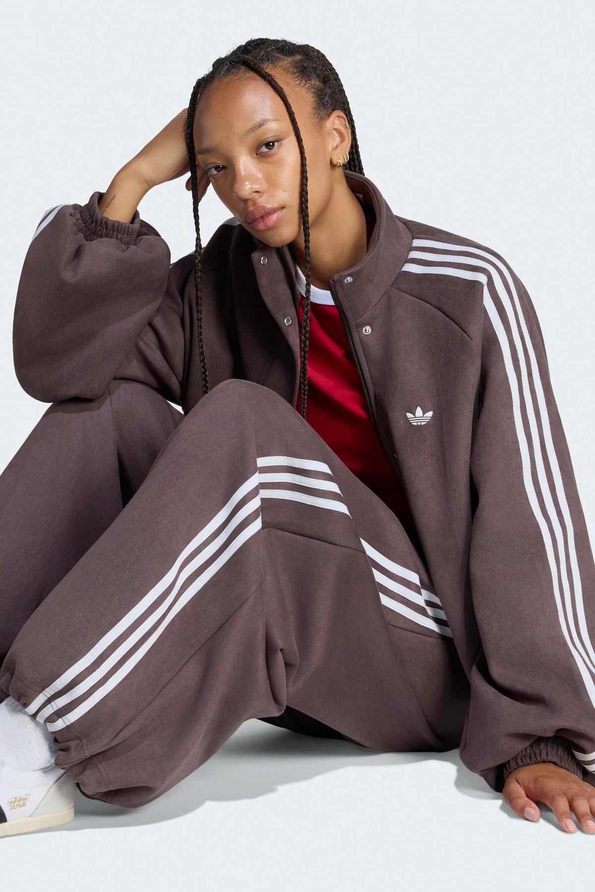 Suede-look balloon track jacket - Aurora Coffee