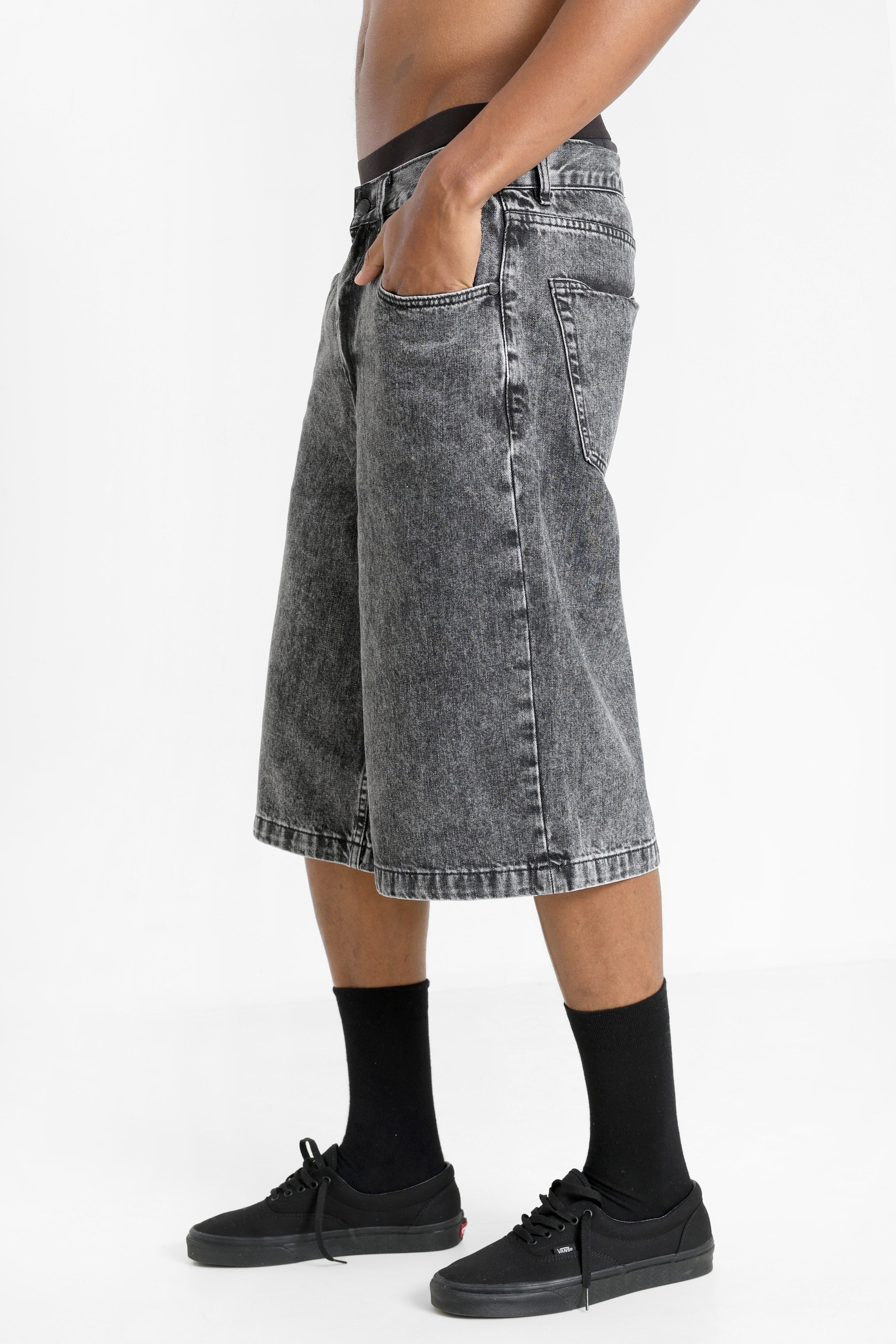 Denim bermuda shorts - Noir délavé