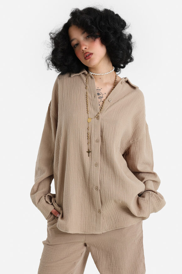 Chemise oversize en mousseline - Taupe