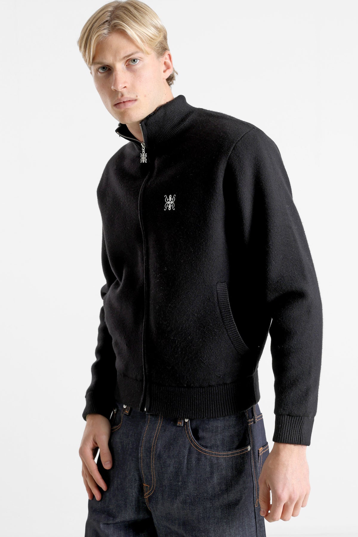 Knitted jacket with lining - Black