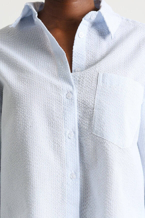 Seersucker shirt - light blue + white