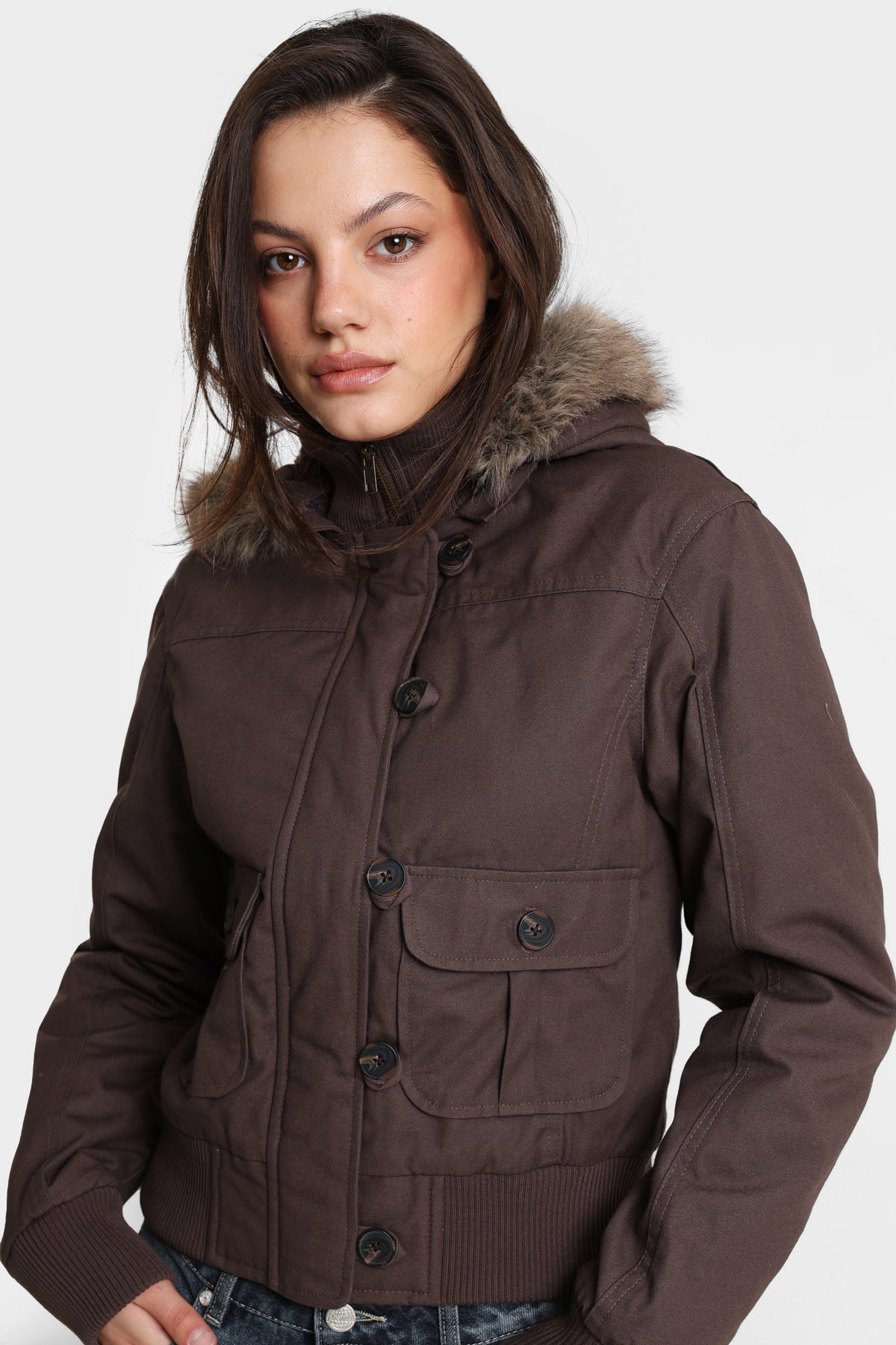Veste bomber doublée - Brun foncé