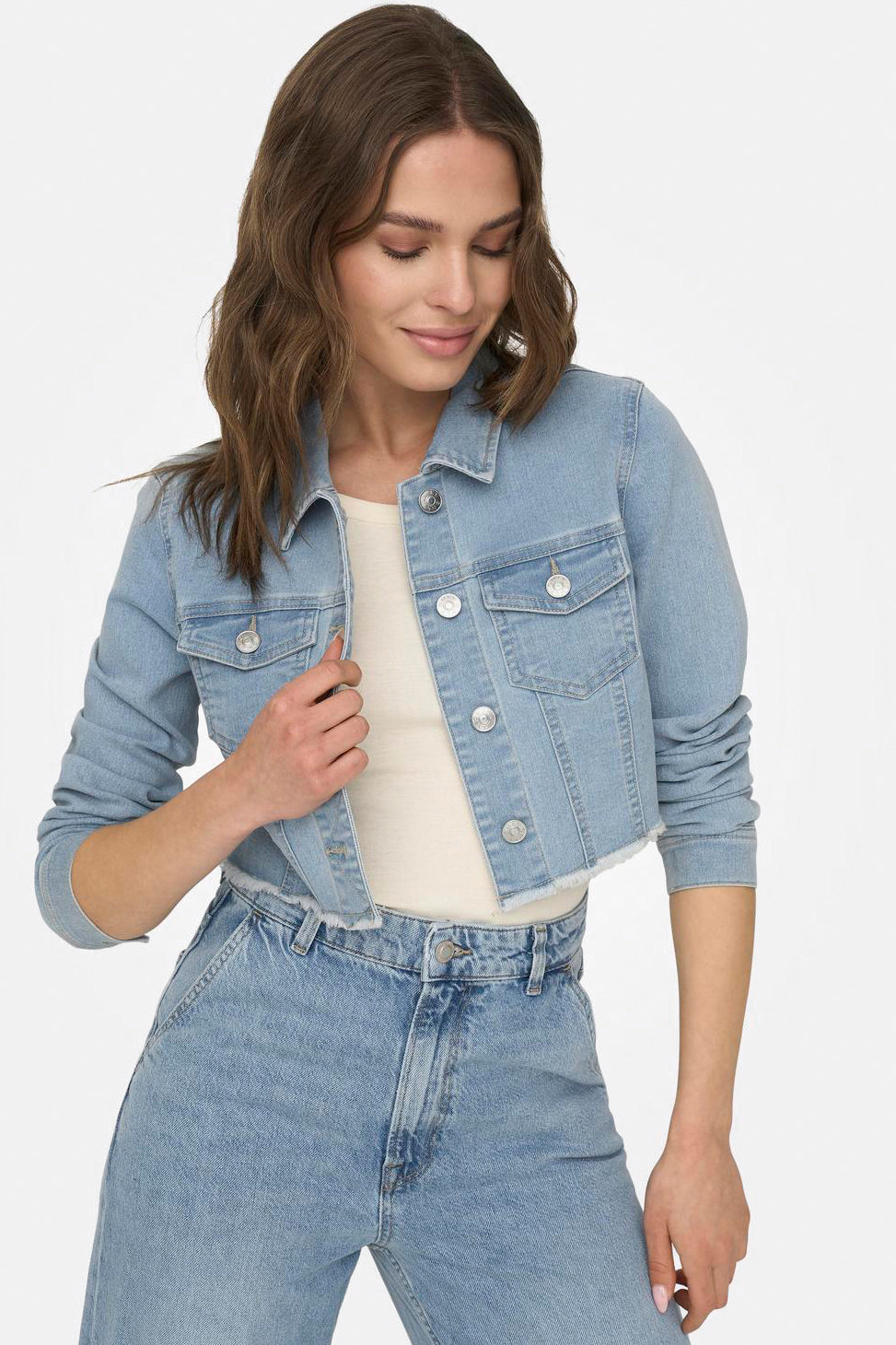 Veste en jean Wonder Crop - Light Blue Denim