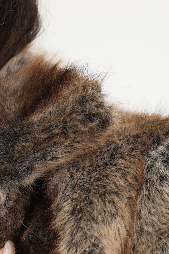 Giacca in pelliccia sintetica - marrone + beige