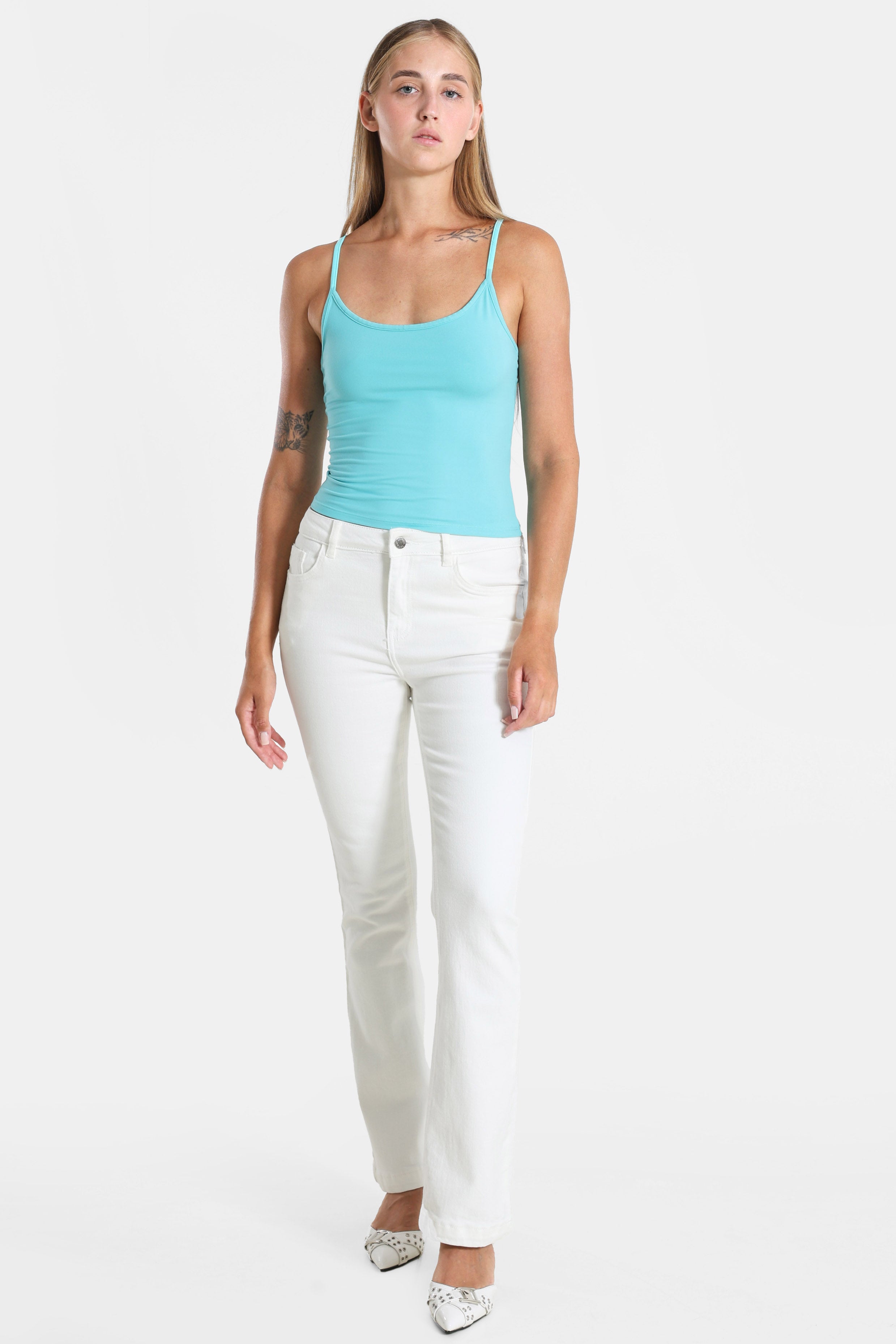 Cropped spaghetti strap top - Turquoise