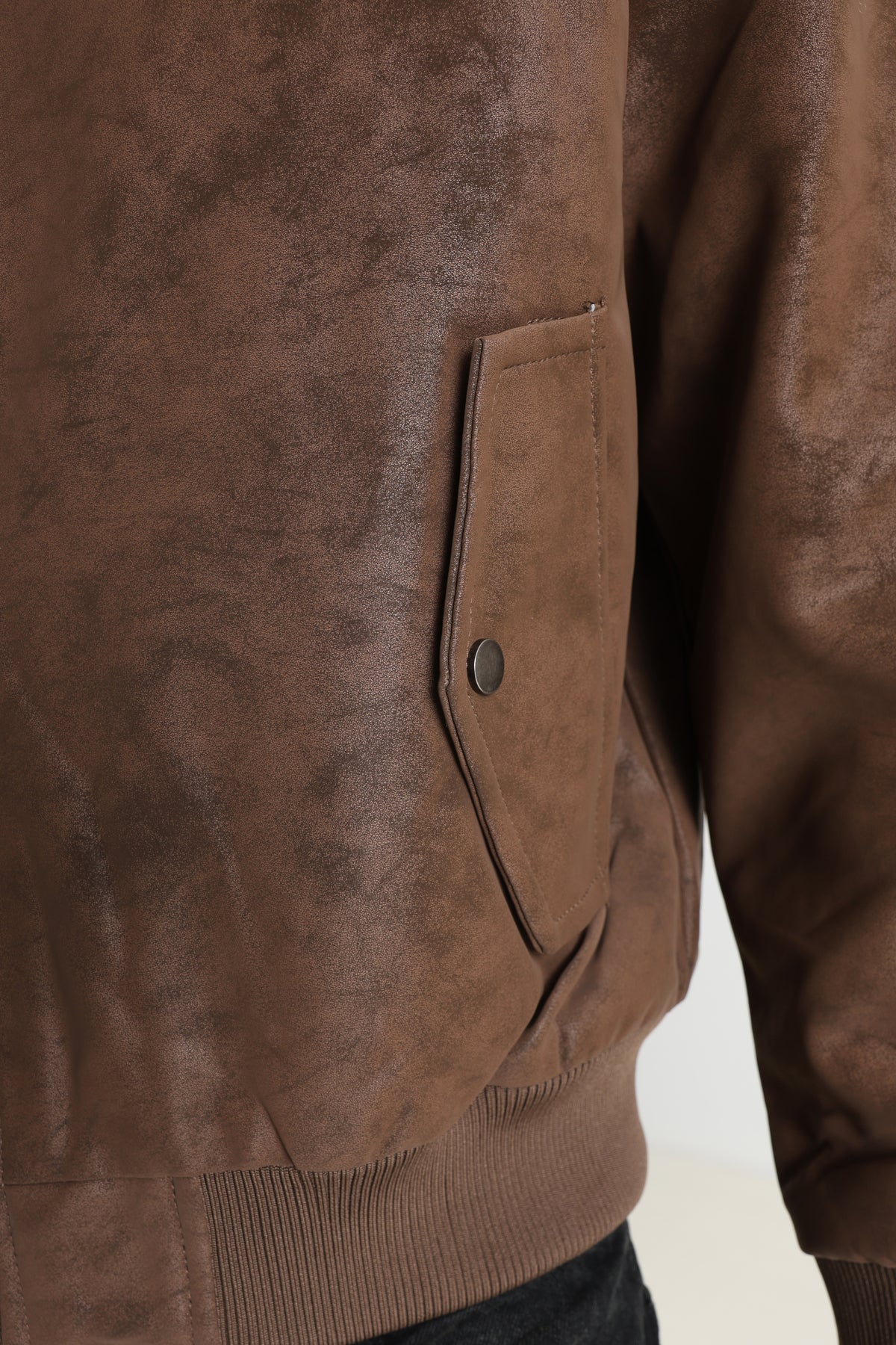 Veste en similicuir doublée - Coffee