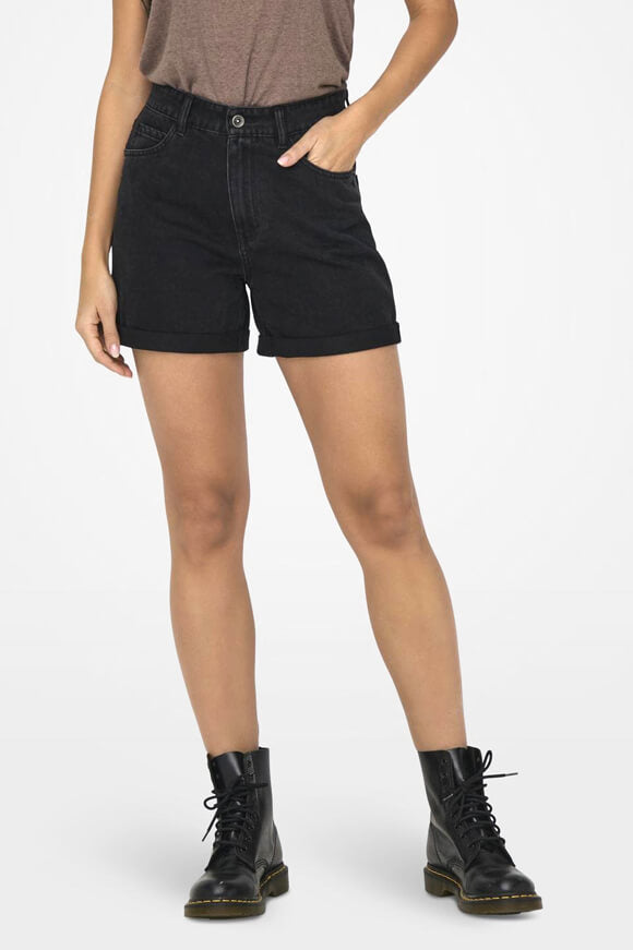 Vega Mom Fit Jeans Shorts - Black Denim