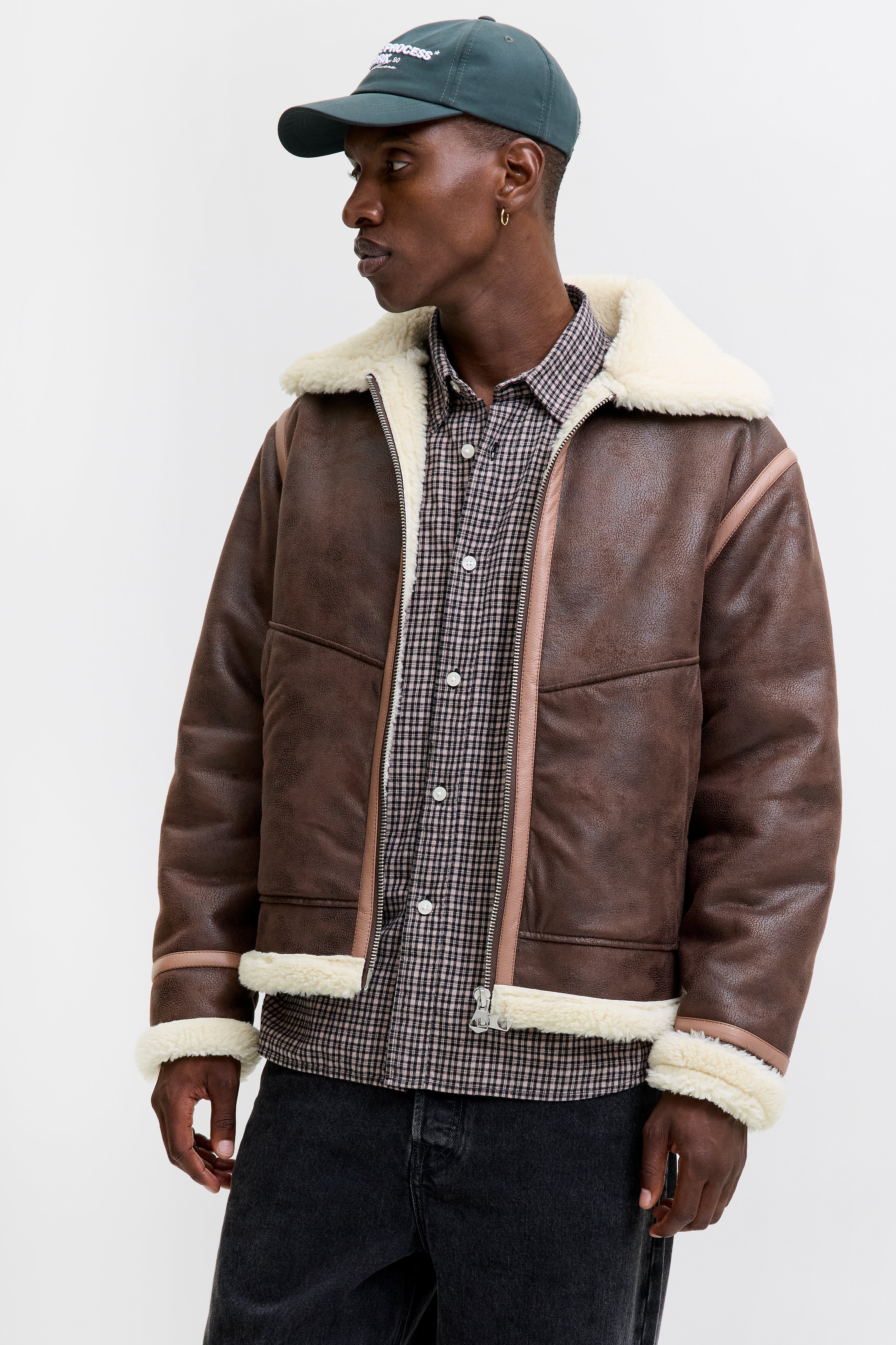 JORLIVERPOOL Veste Aviator en shearling - Tarte au chocolat