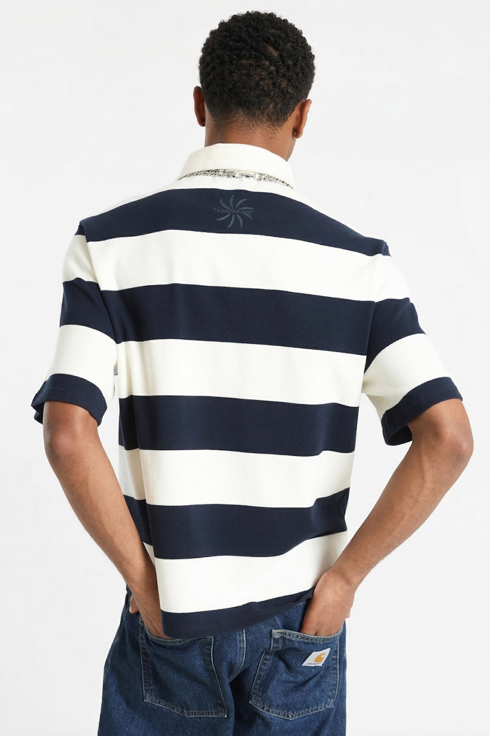 Poloshirt - Offwhite + Marineblau